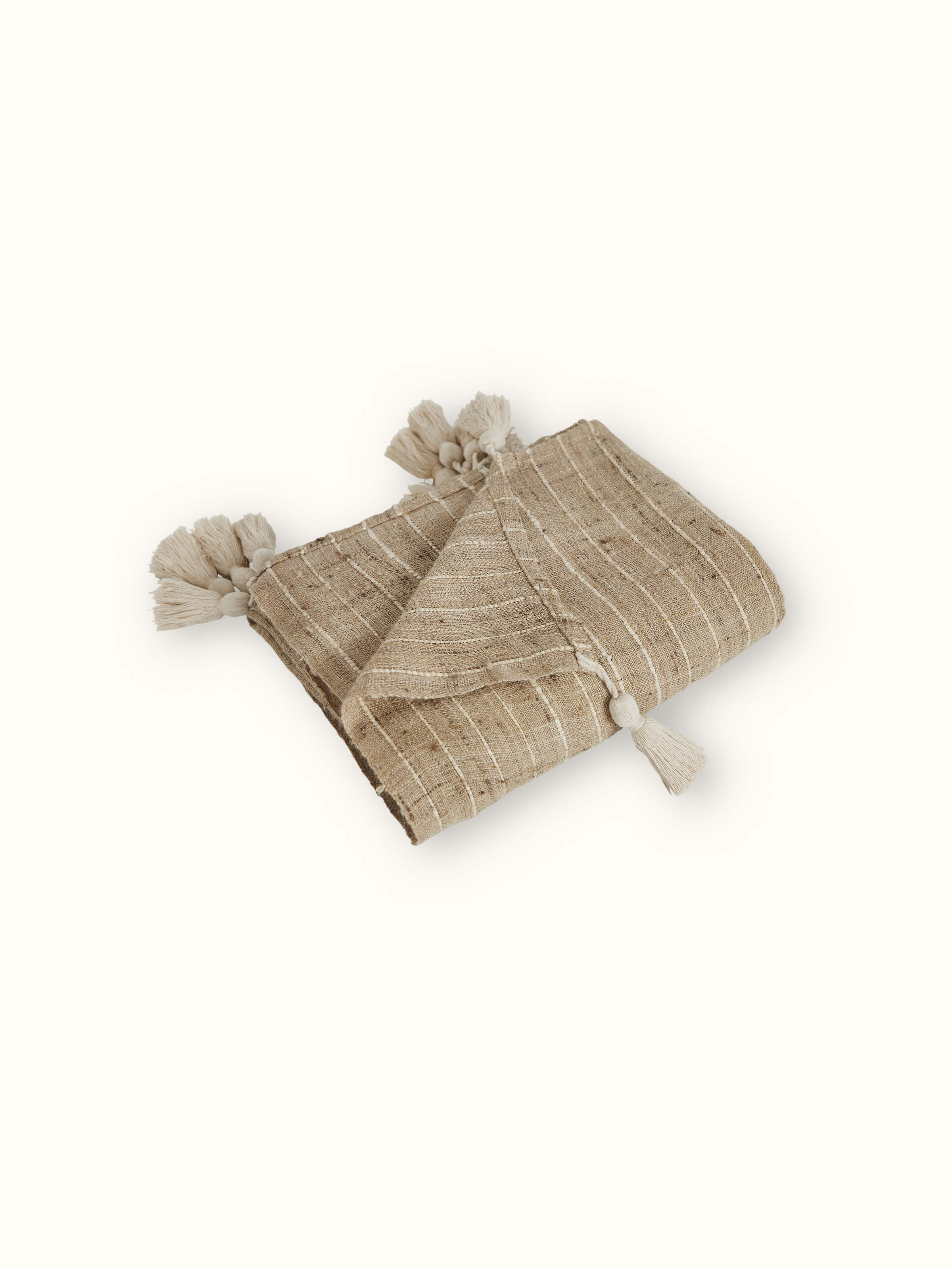 Front view of Ujjal light brown sagar silk Bhagalpur handloom throw highlighting overall design and color