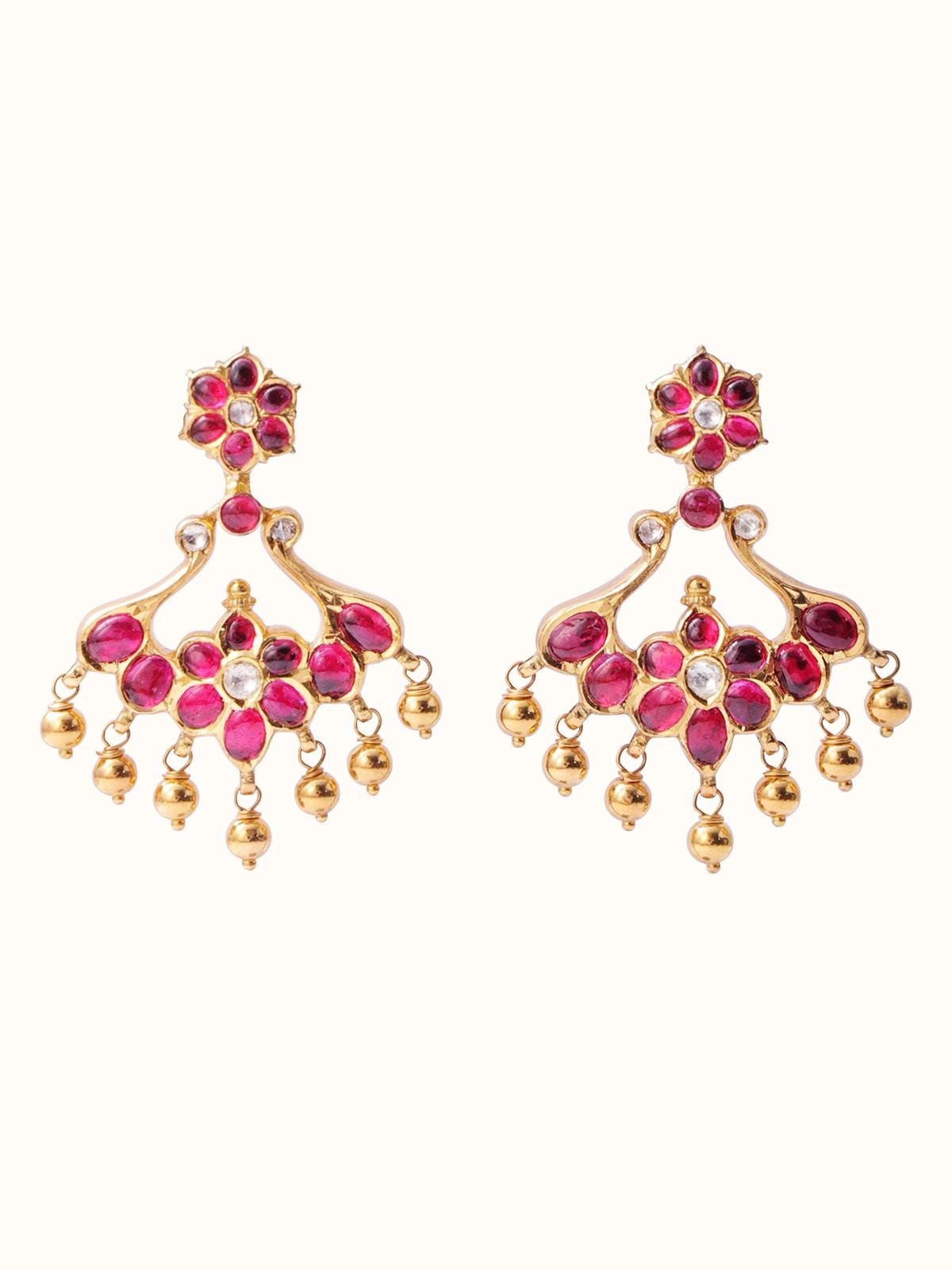 Front view of Kundala Velai 22 Karat Gold Jhumkas featuring intricate gold design and traditional elegance.
