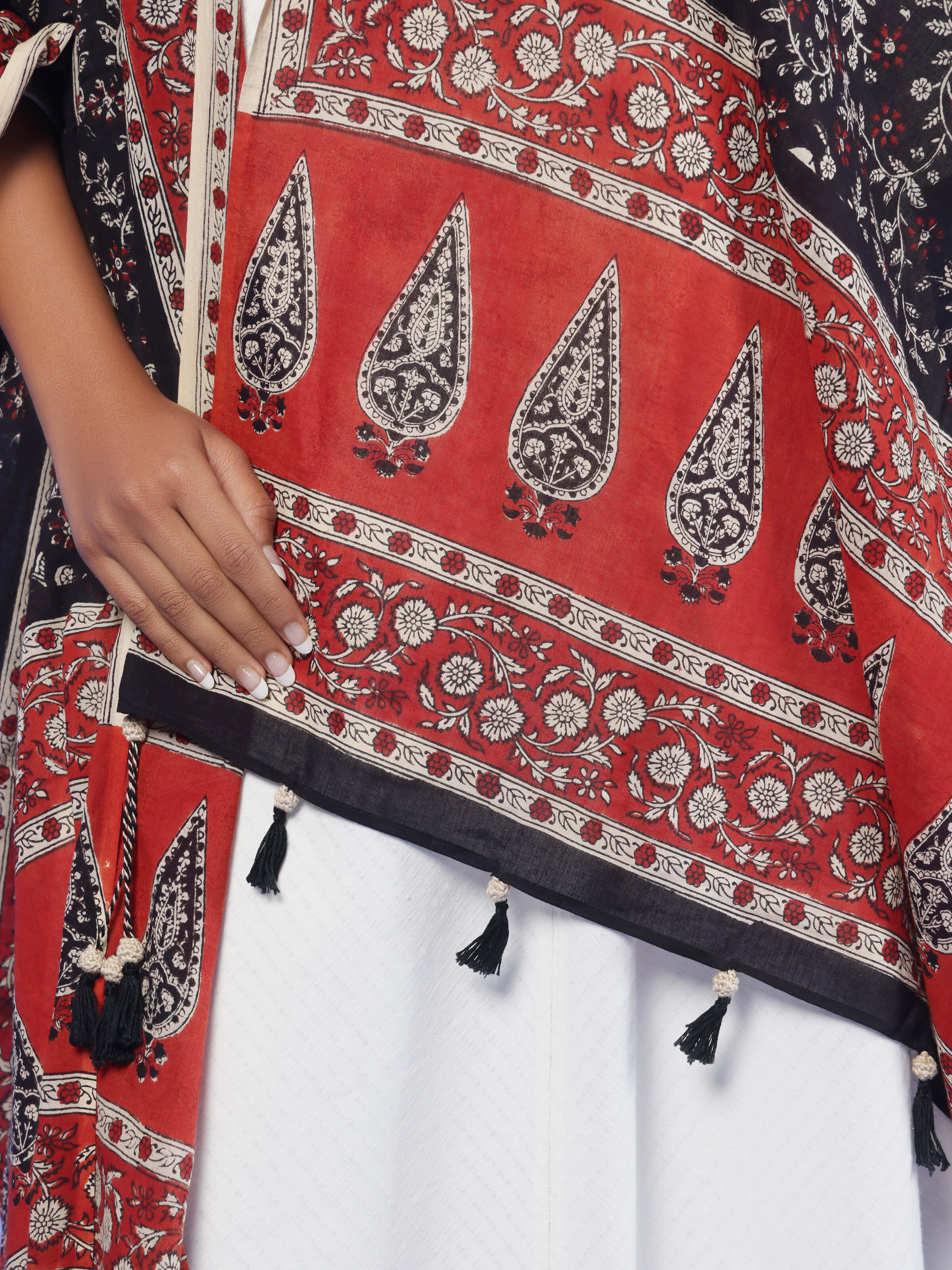 Black Cotton Bagru Block Printed Dupatta