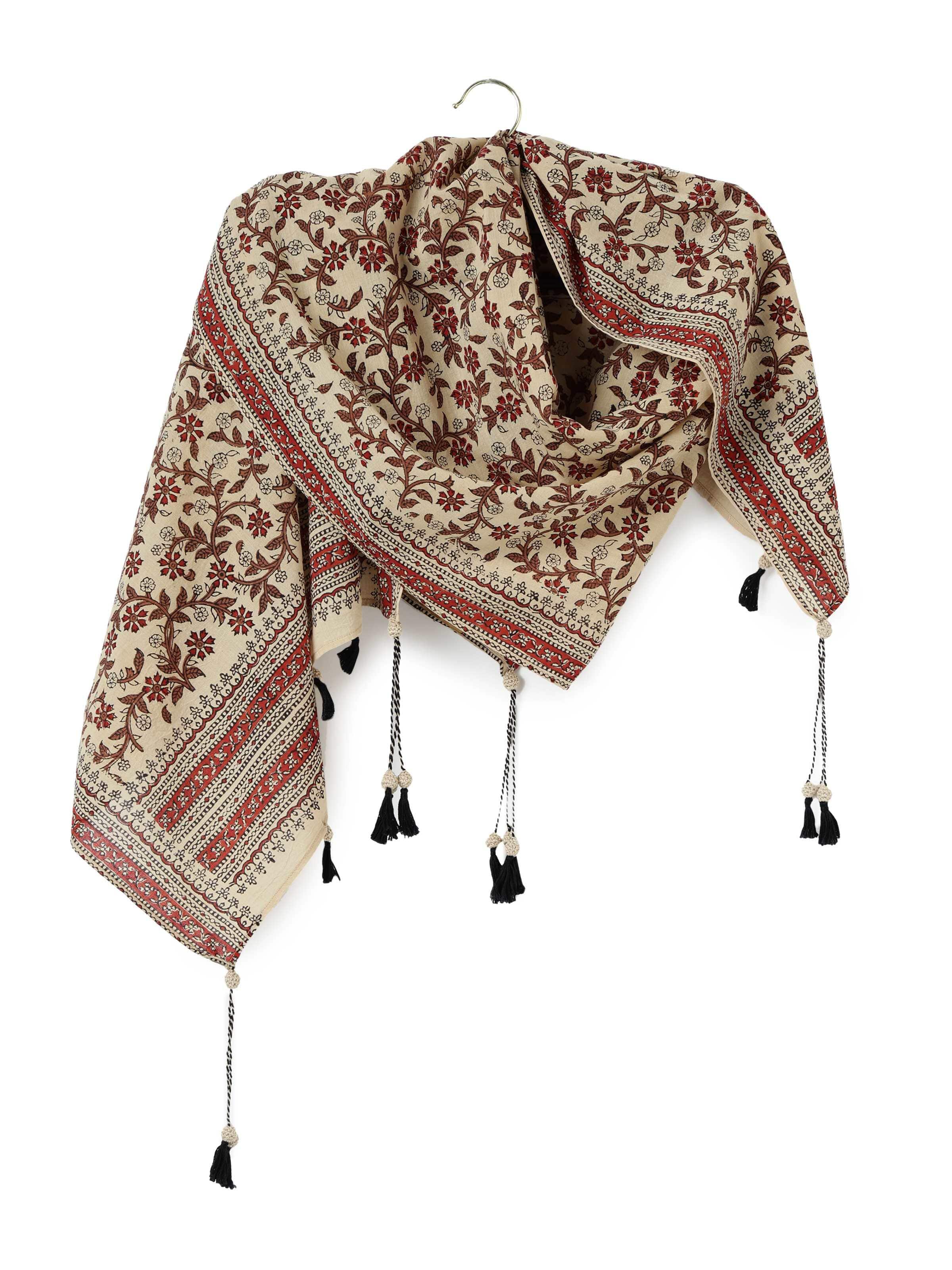 Off-white Cotton Bagru Block Printed Stole
