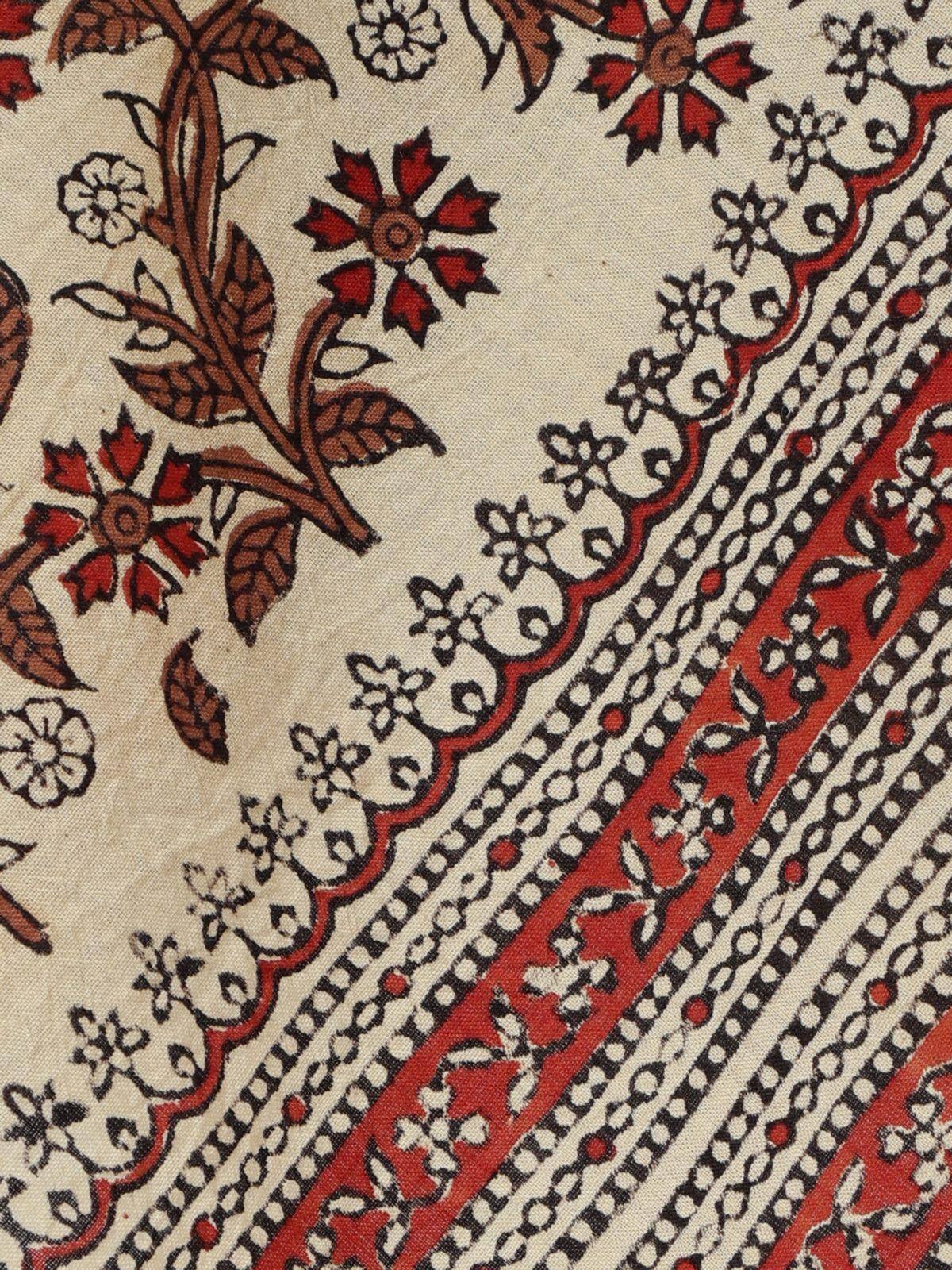 Off-white Cotton Bagru Block Printed Stole