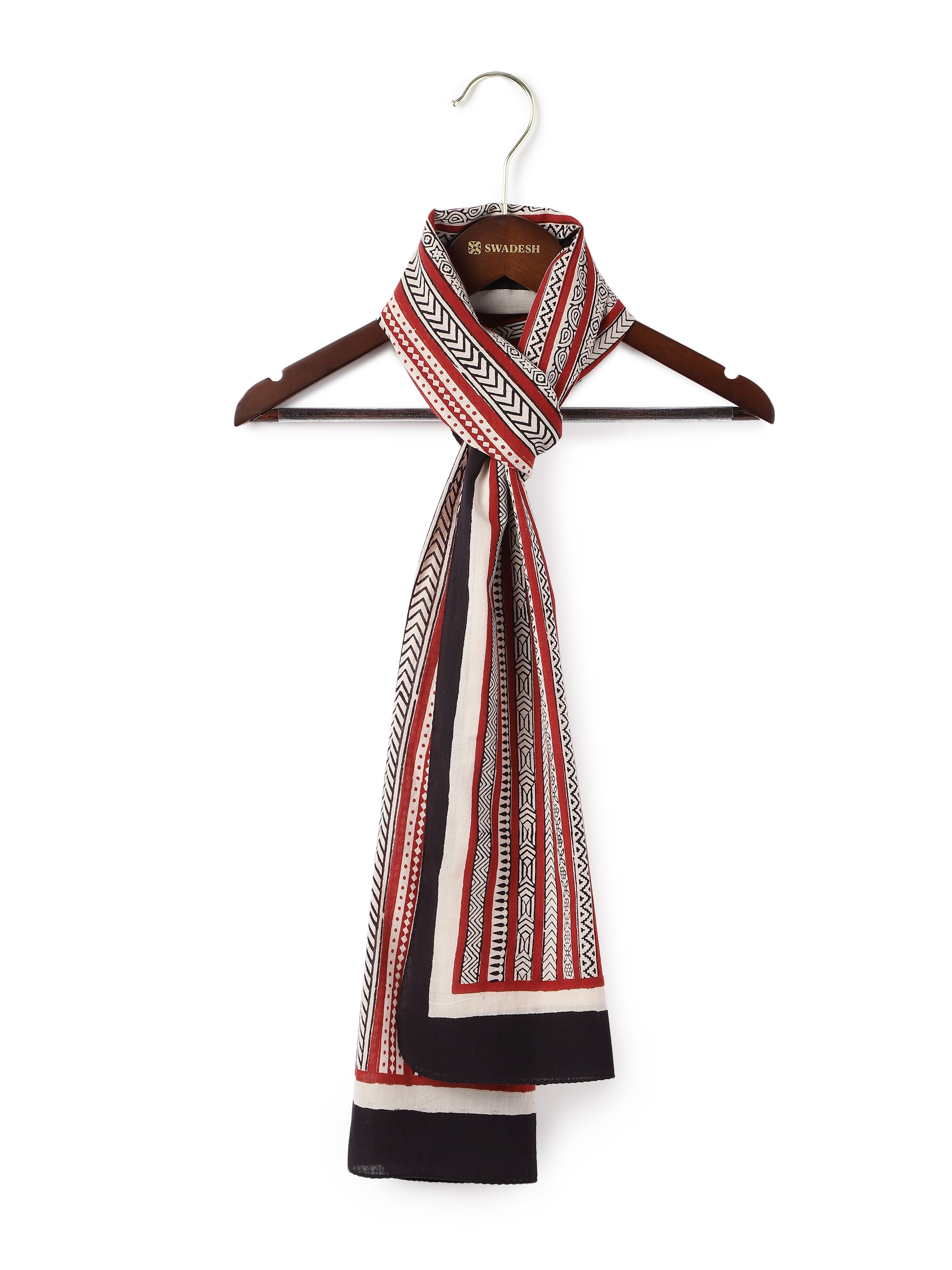 Black Cotton Bagh Block Printed Stole