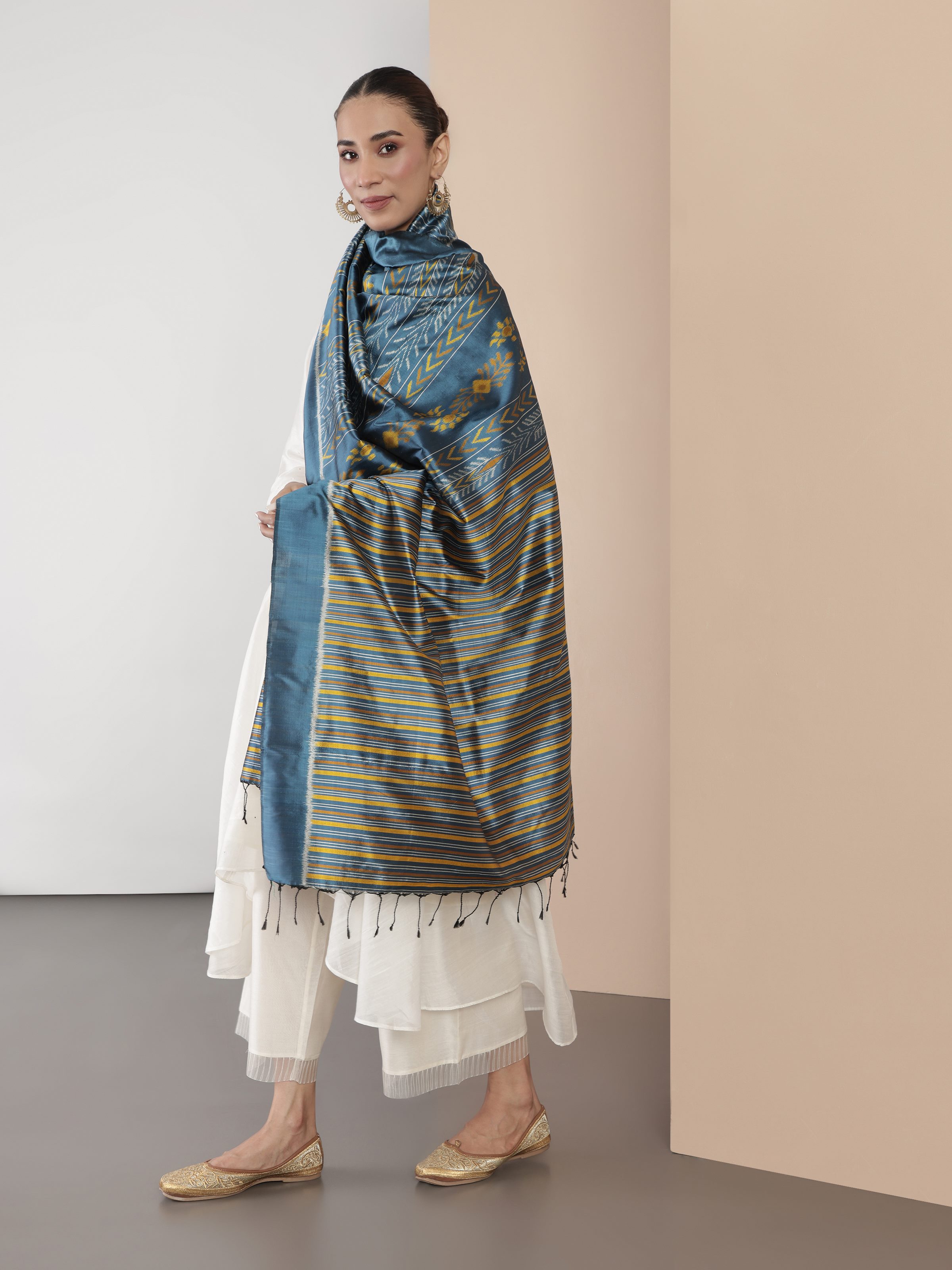 Blue Silk Odisha Ikat Dupatta