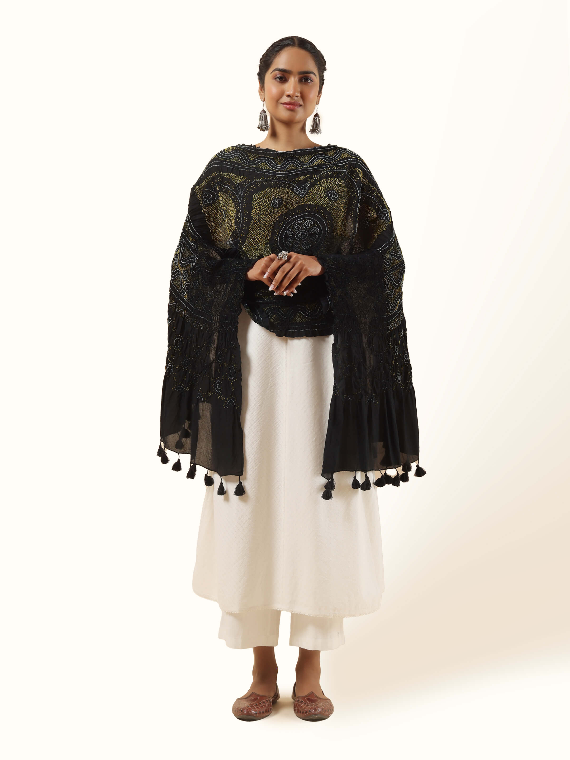 Yellow Silk Bandhani Tie & Dye Dupatta