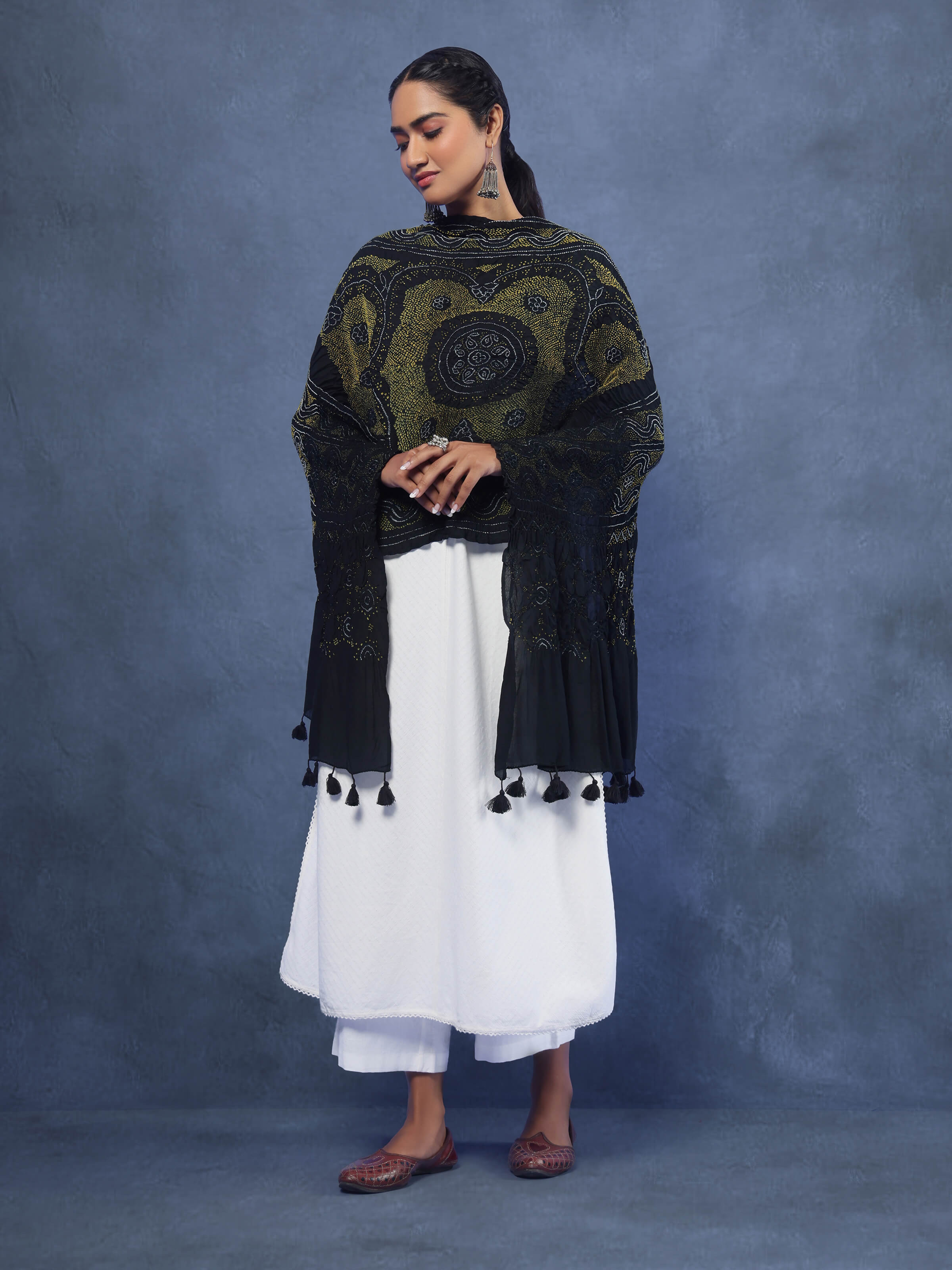 Yellow Silk Bandhani Tie & Dye Dupatta