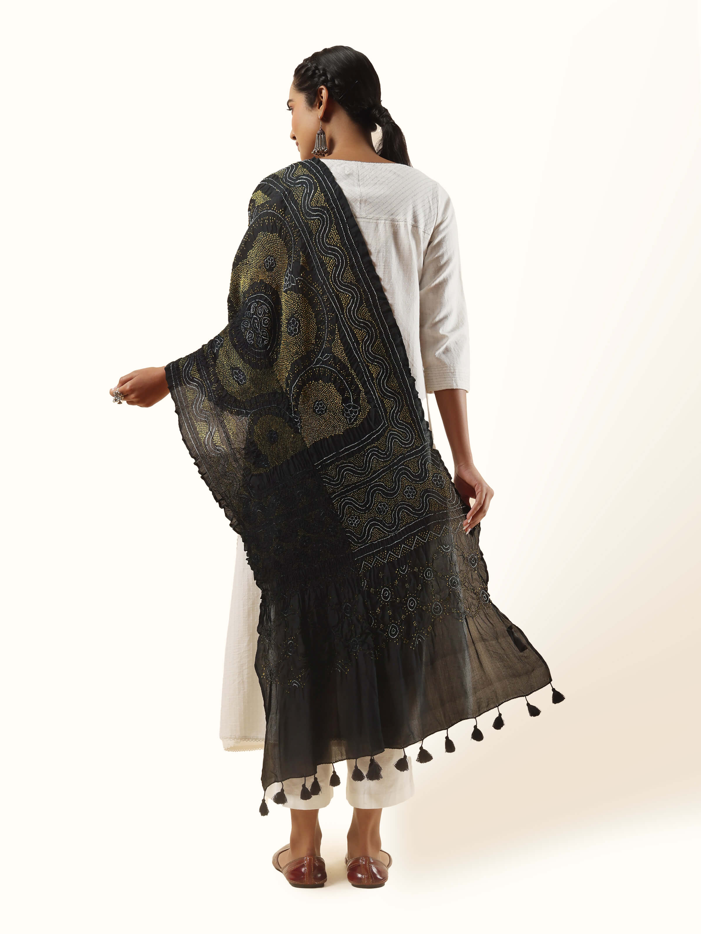 Yellow Silk Bandhani Tie & Dye Dupatta