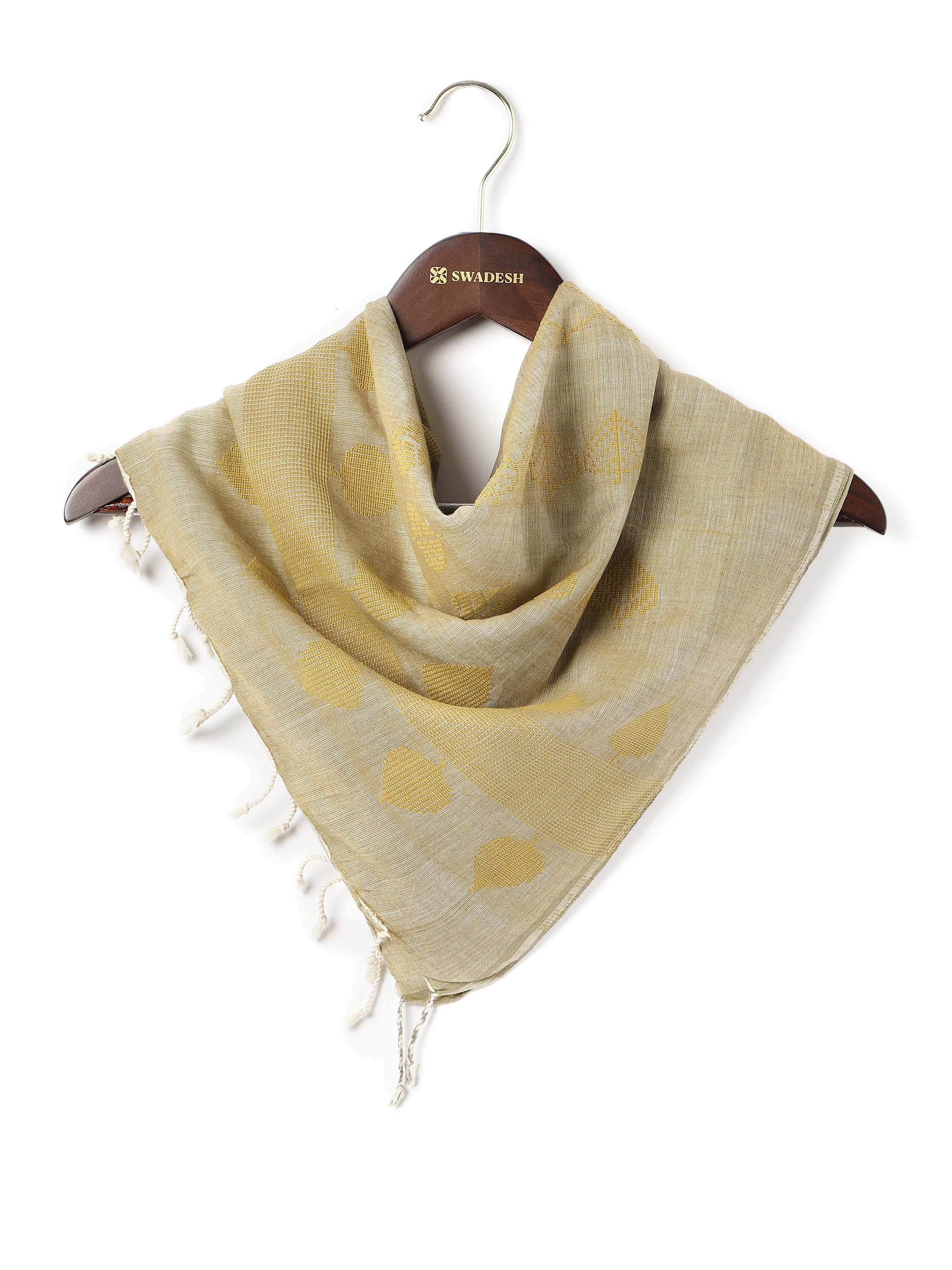 Mustard Cotton Extra-weft Stole