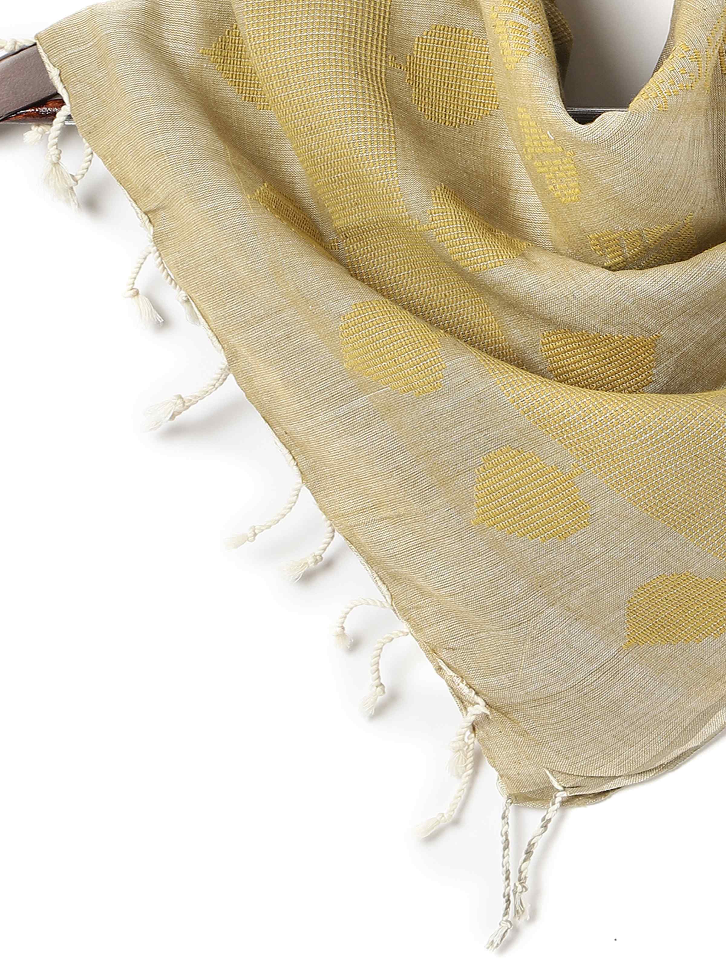 Mustard Cotton Extra-weft Stole