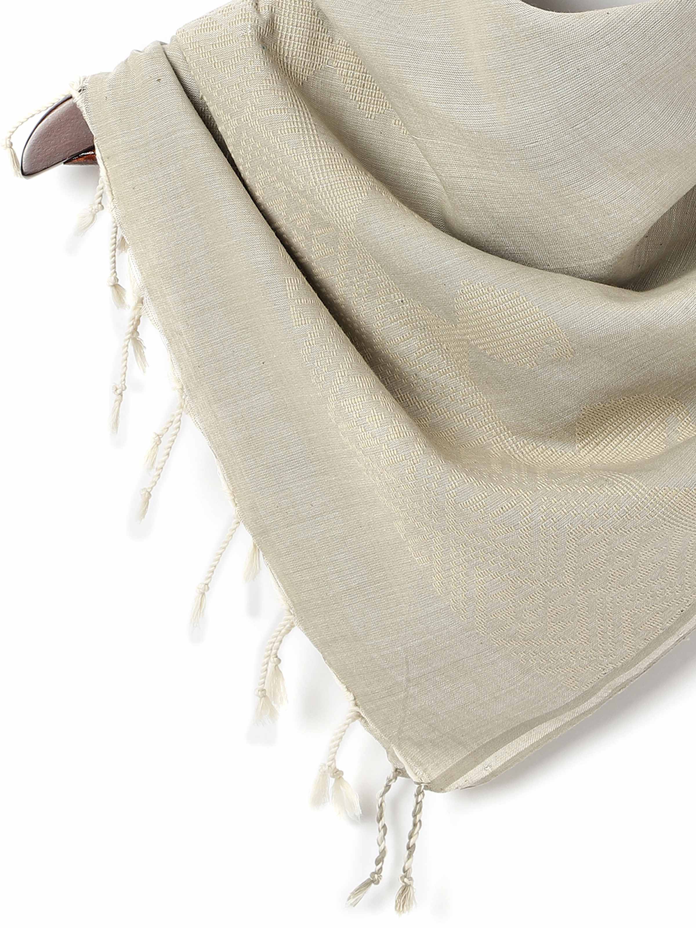 Grey Cotton Extra-weft Stole