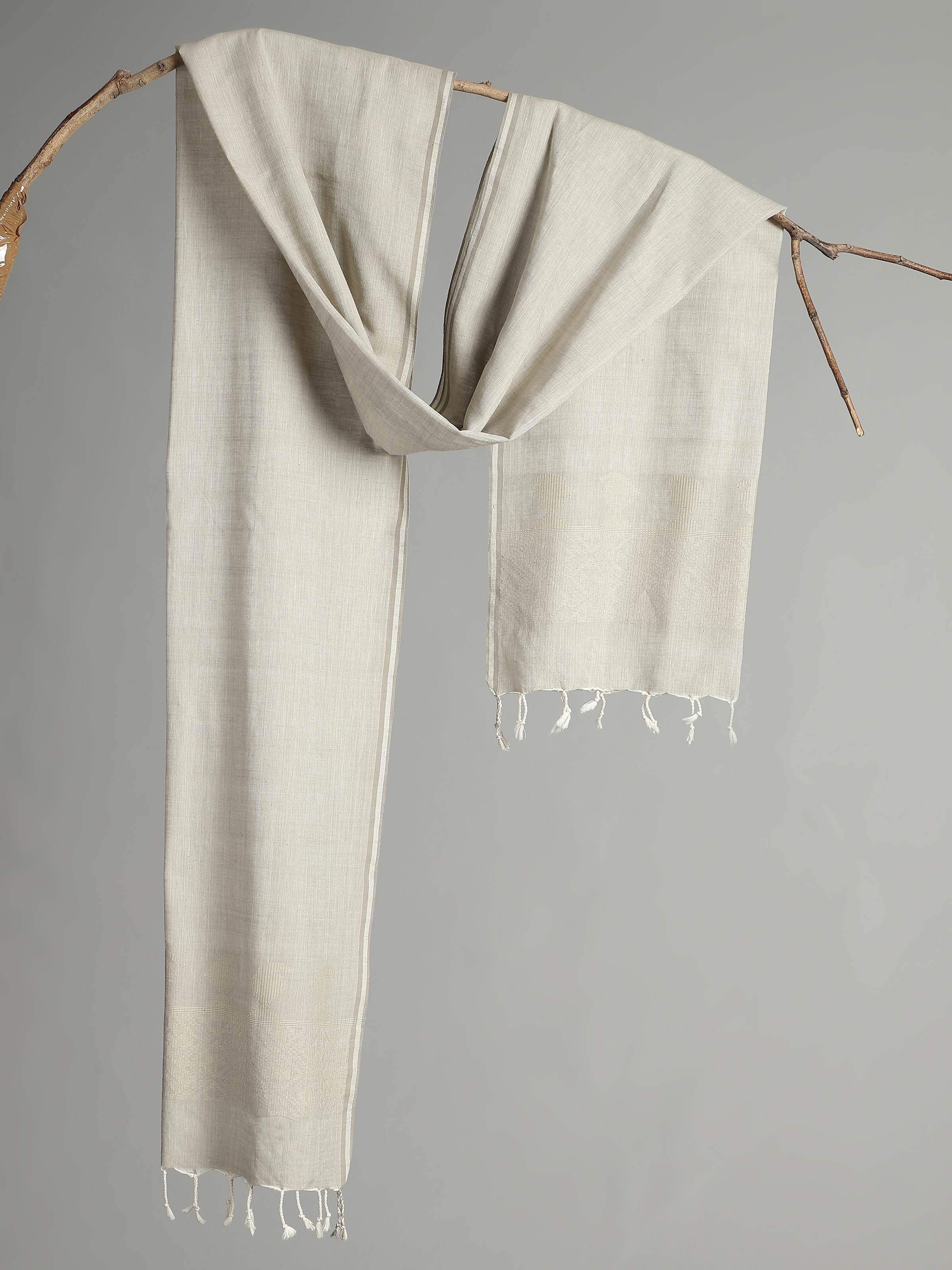 Grey Cotton Extra-weft Stole