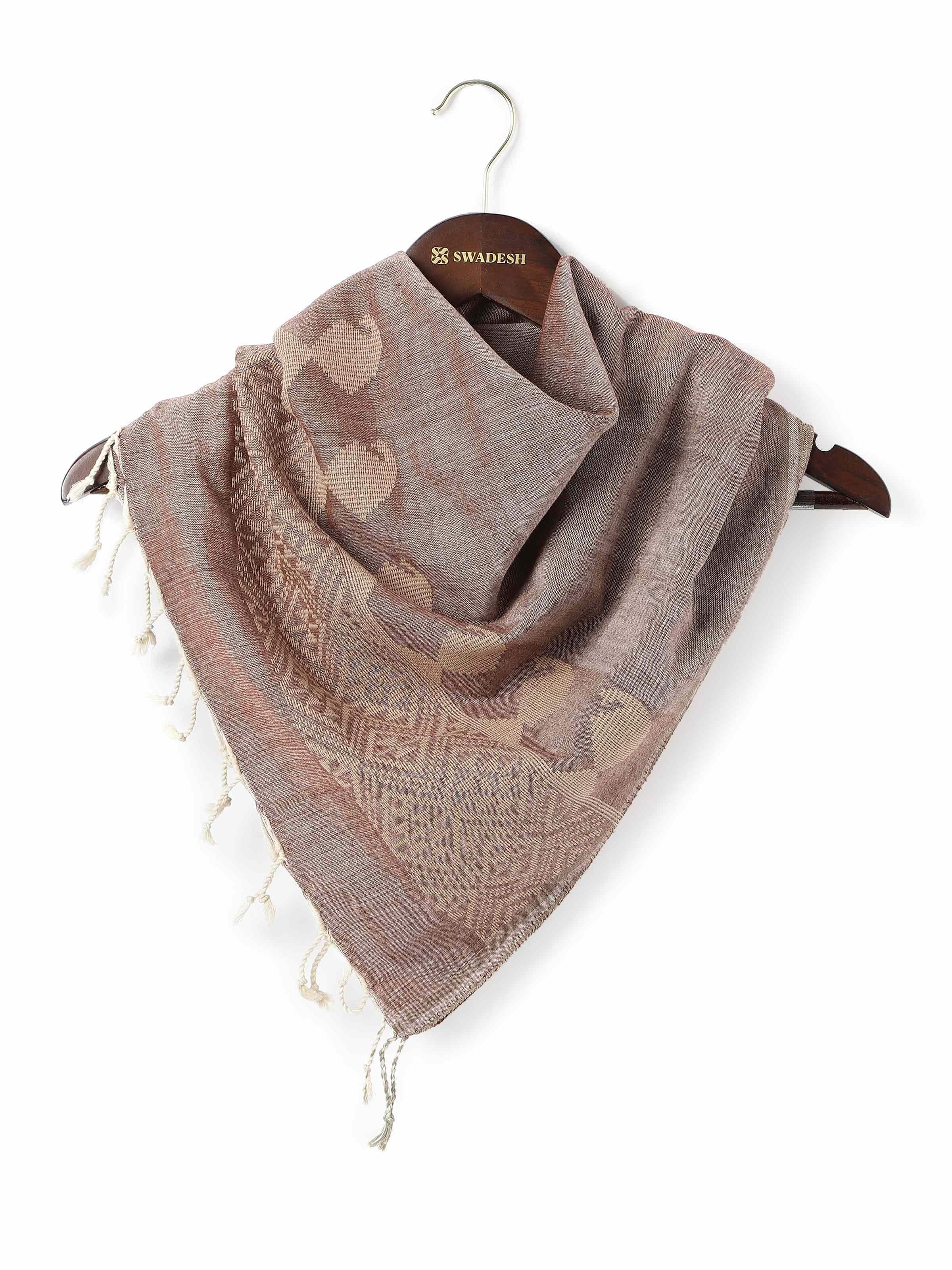 Brown Cotton Extra-weft Stole