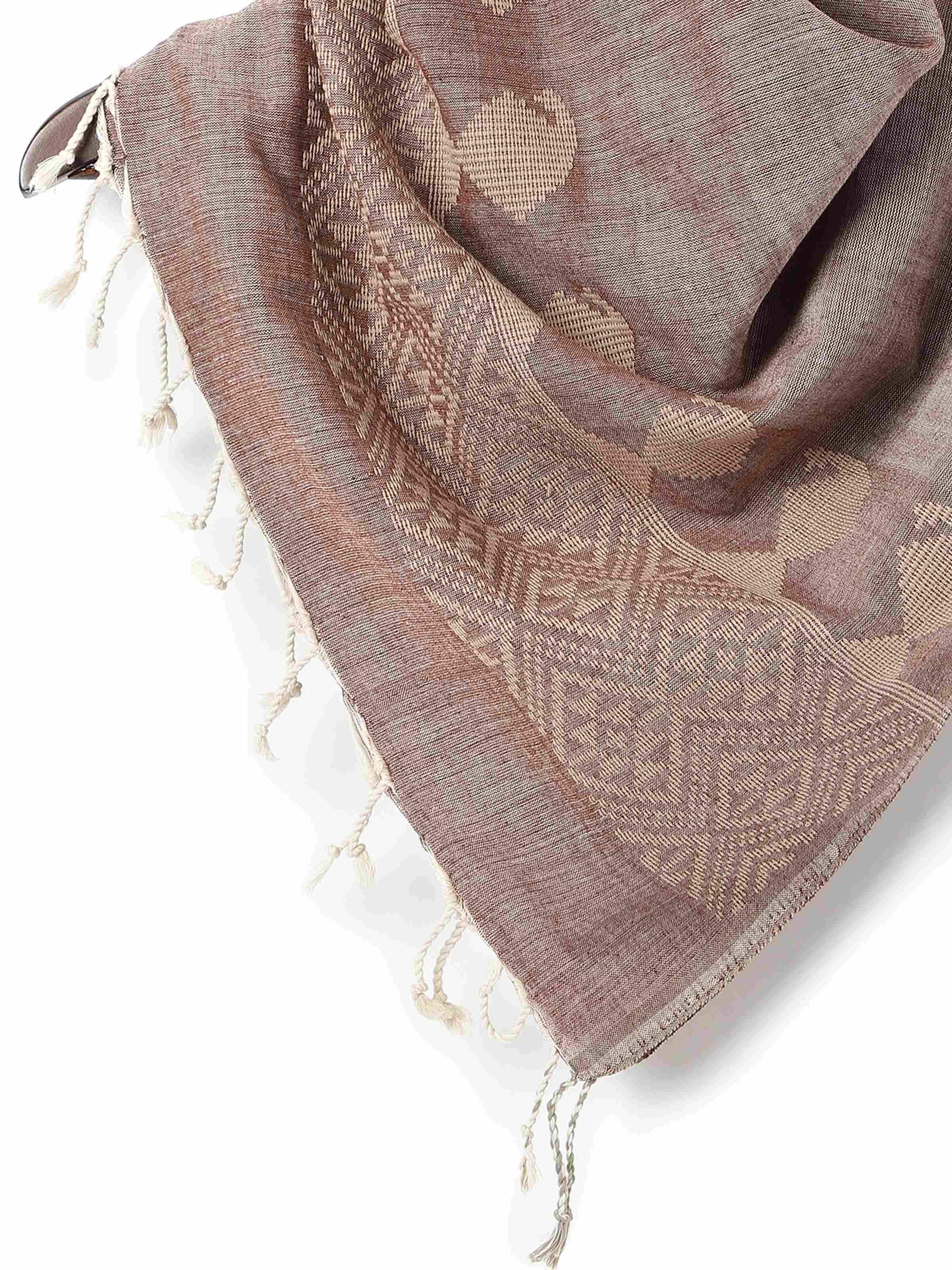 Brown Cotton Extra-weft Stole