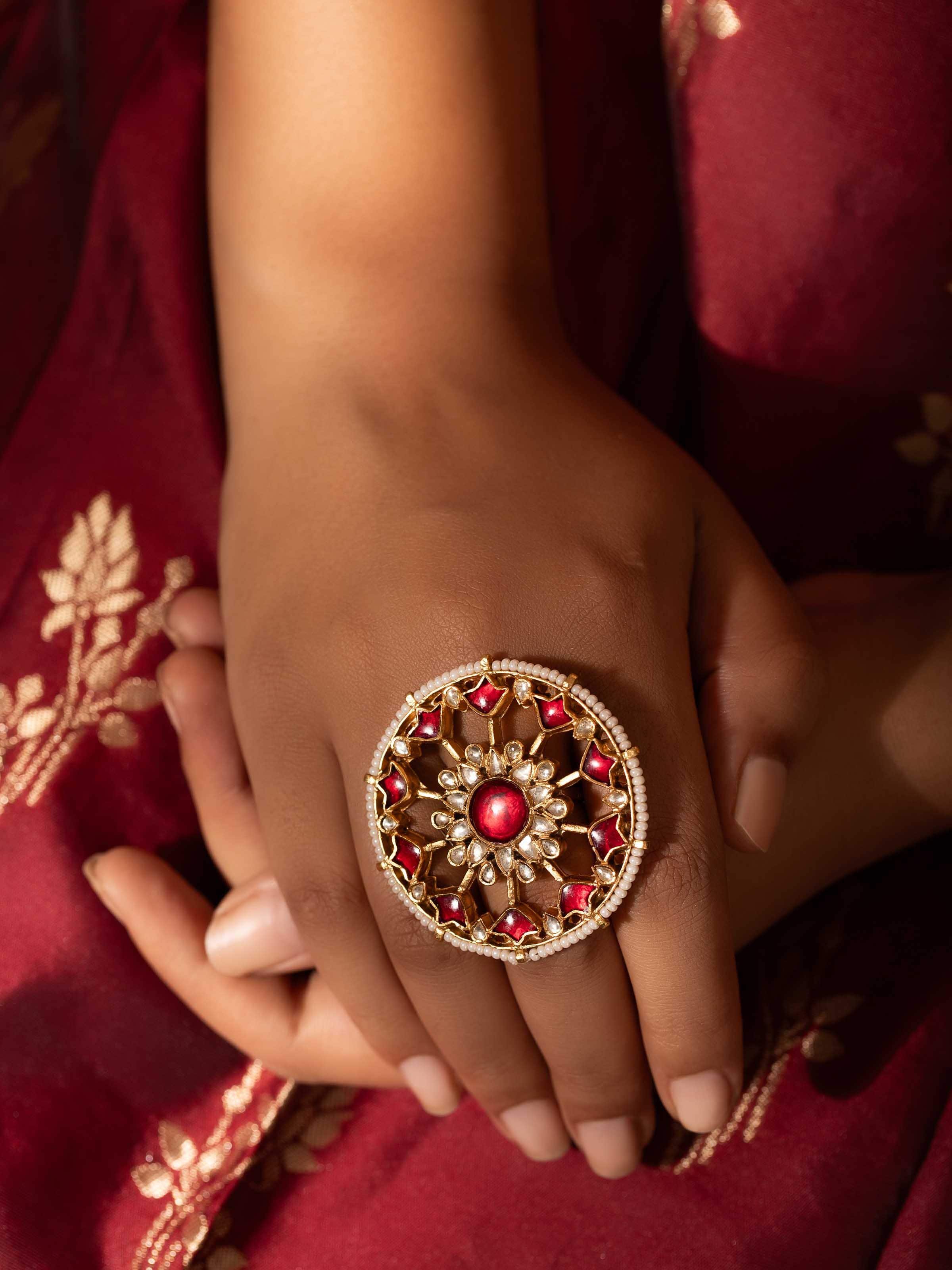 Close-up view of Silver Smithing Ring highlighting intricate silver detailing and design.