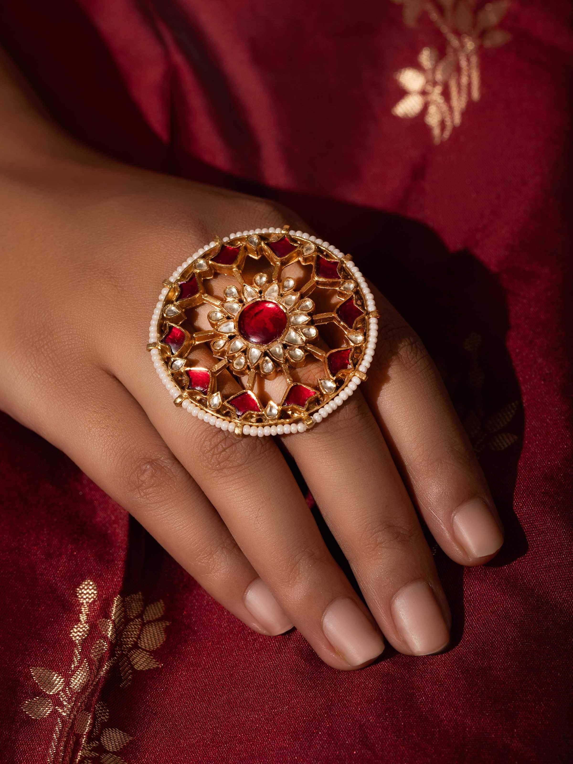 Side view of Silver Smithing Ring illustrating the elegant design and silver work.