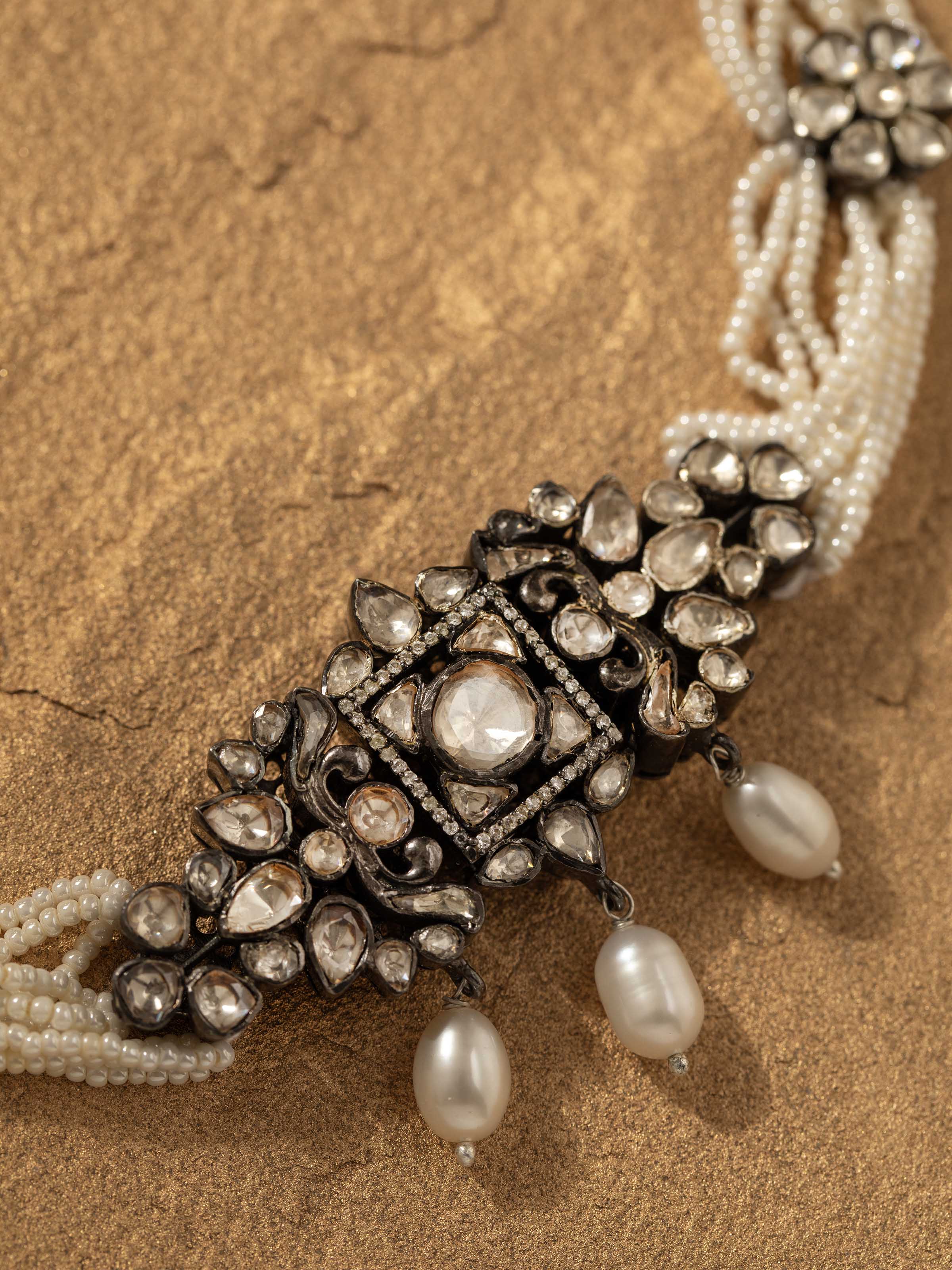 Detailed view of Silver Smithing Choker focusing on the intricate design and high-shine finish.