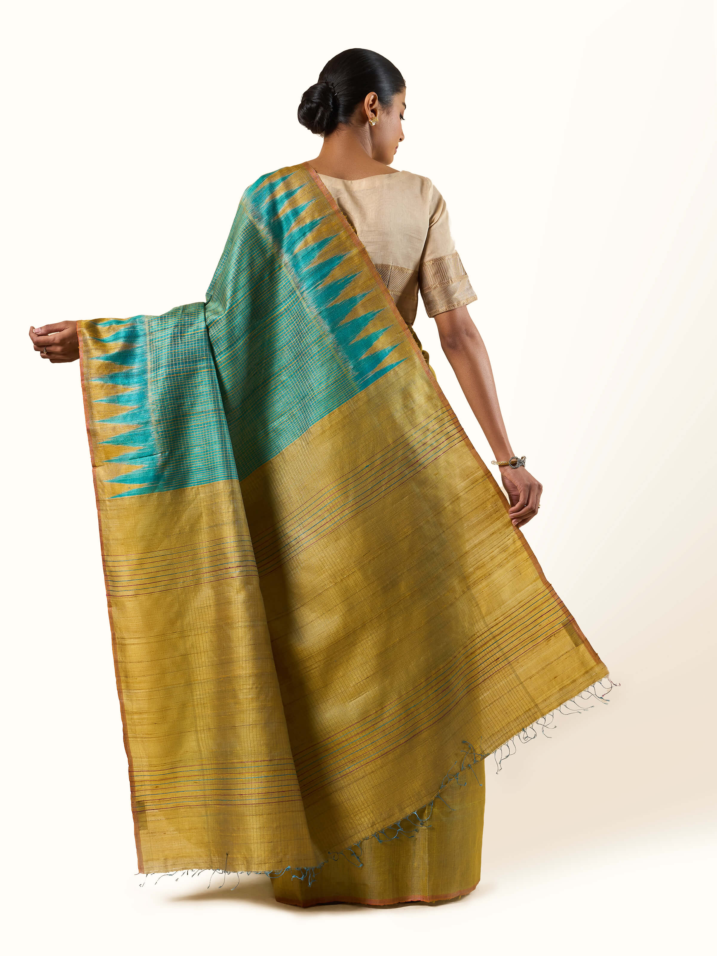 Light Green Tussar Silk Bandha Odisha Ikat Saree