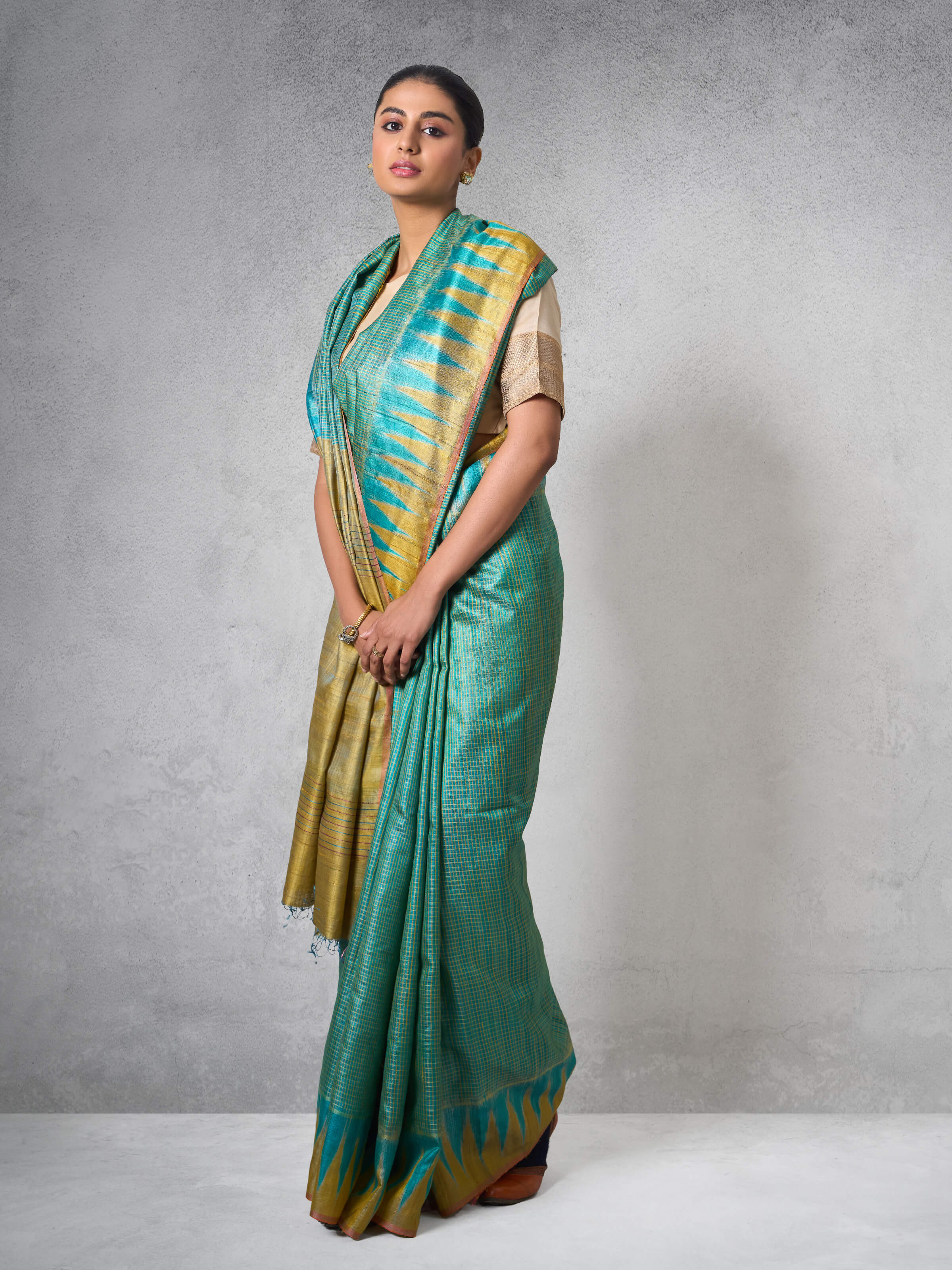 Light Green Tussar Silk Bandha Odisha Ikat Saree