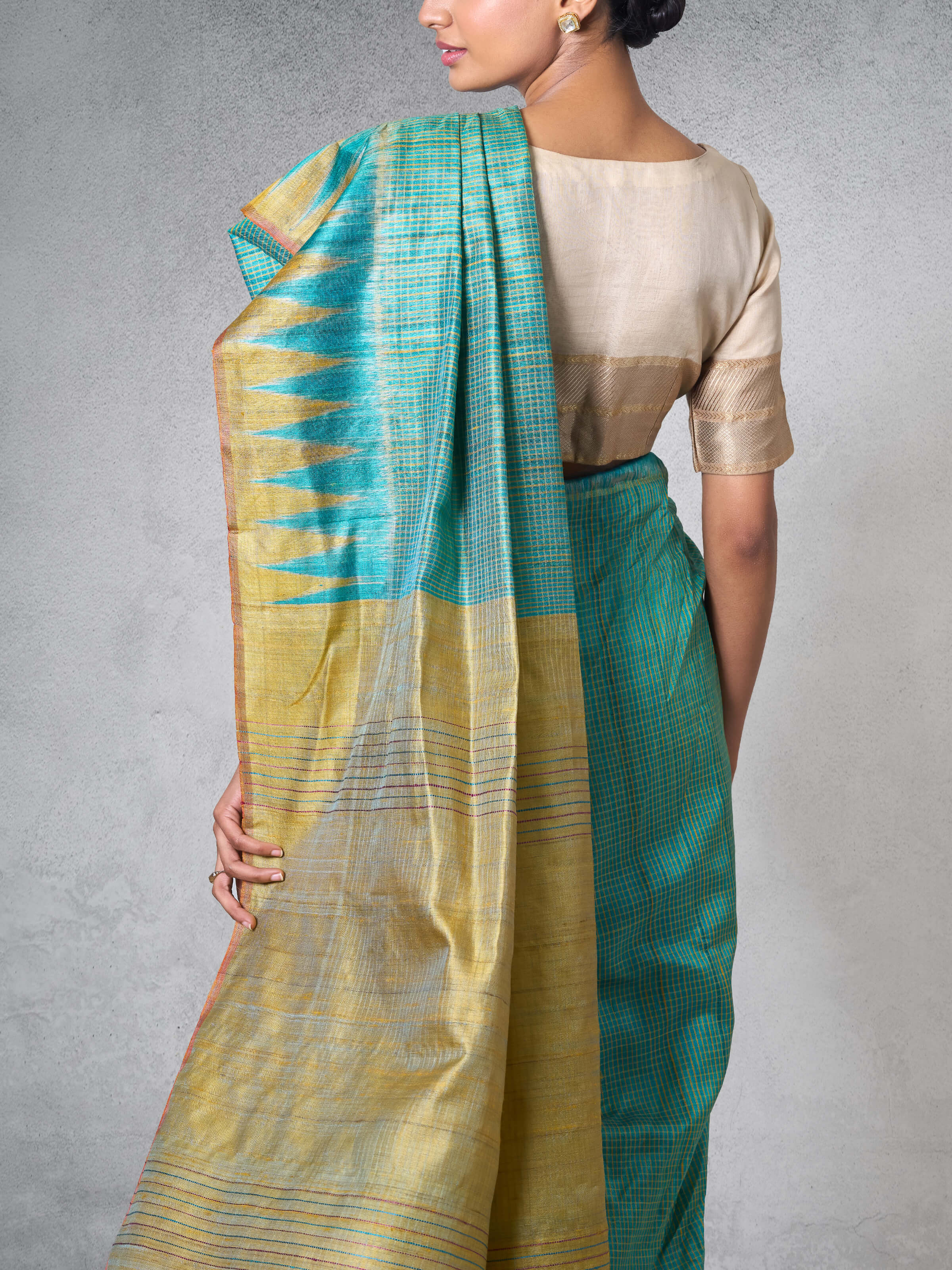 Light Green Tussar Silk Bandha Odisha Ikat Saree