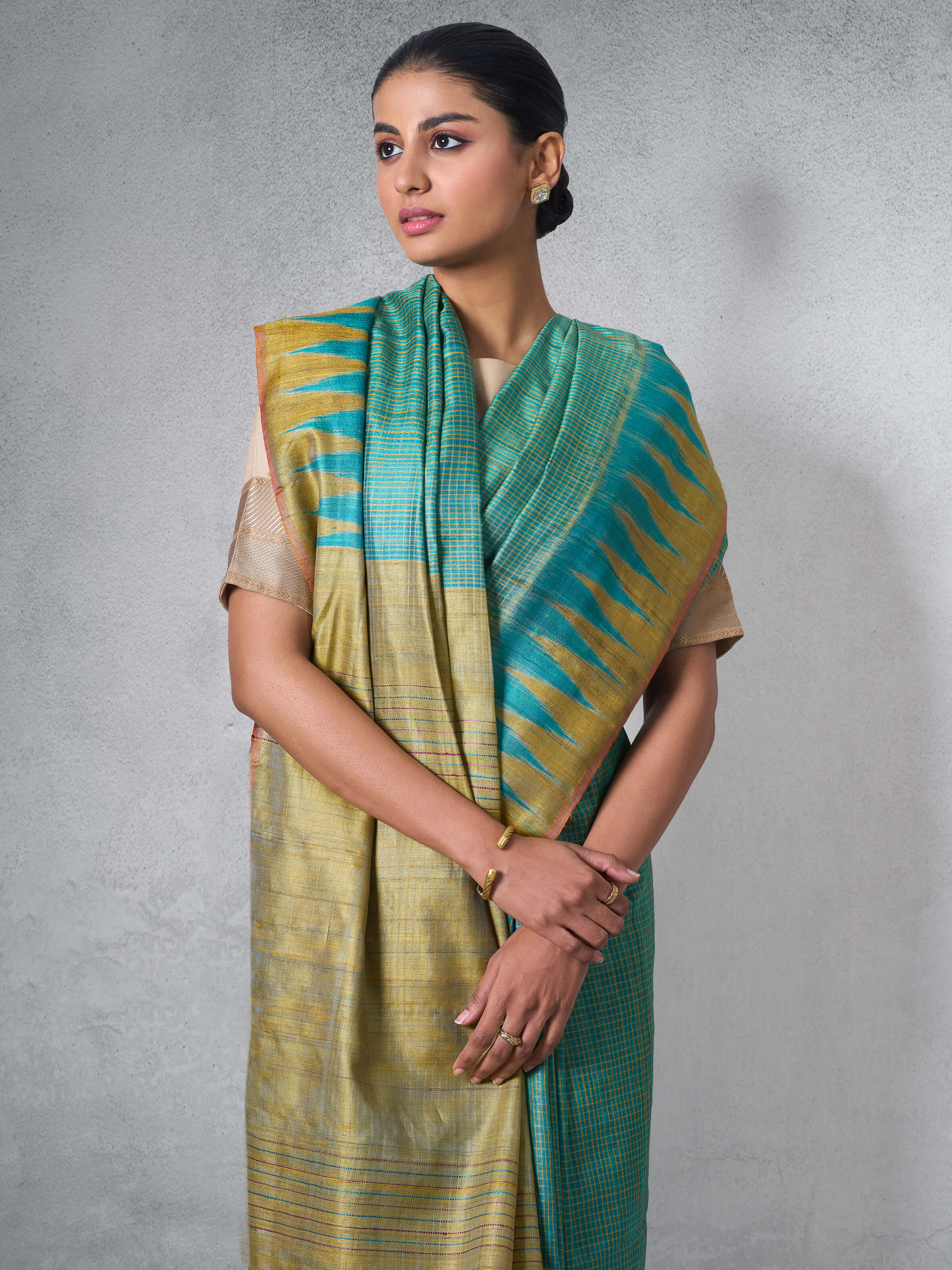 Light Green Tussar Silk Bandha Odisha Ikat Saree