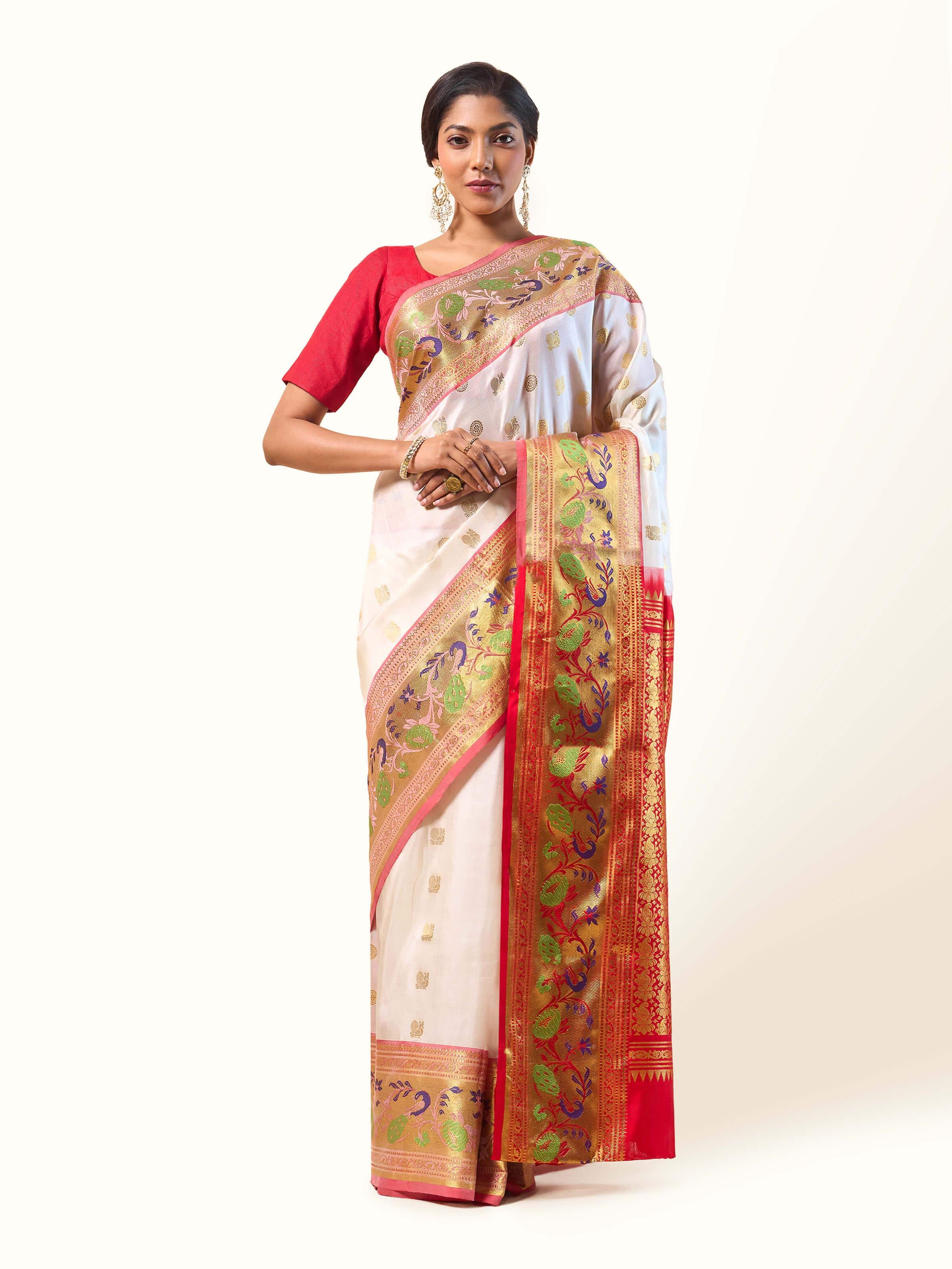 Off-white Silk Venkatagiri Saree