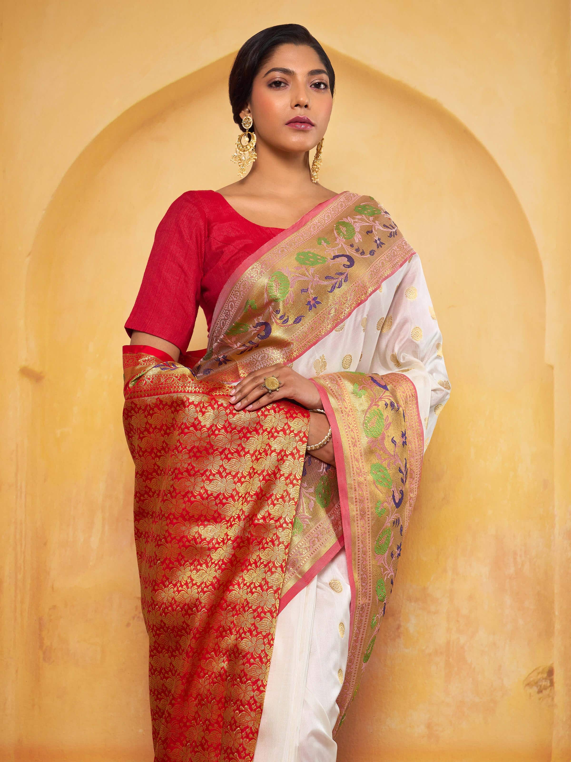 Off-white Silk Venkatagiri Saree