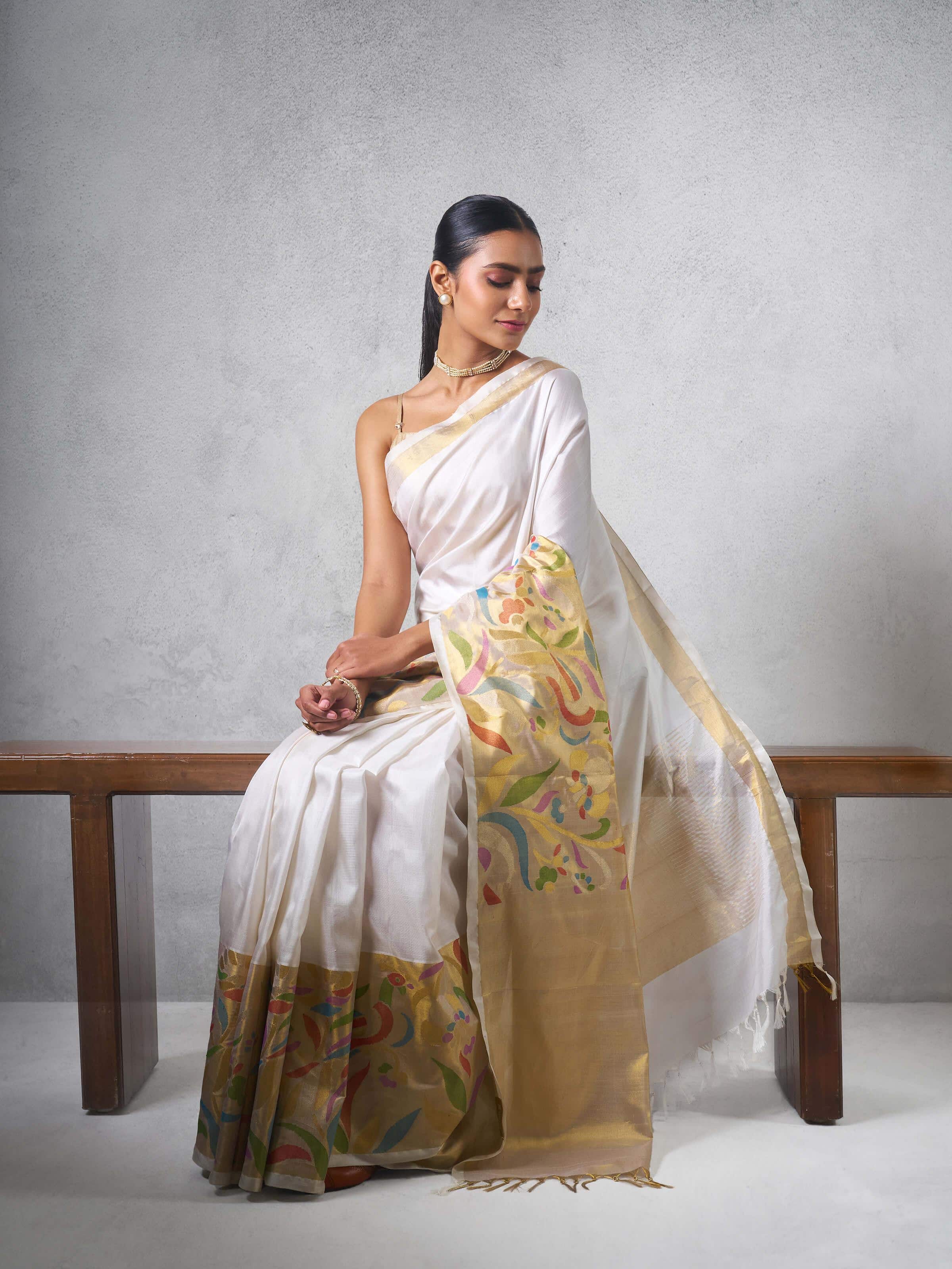 Off-white Silk Venkatagiri Saree