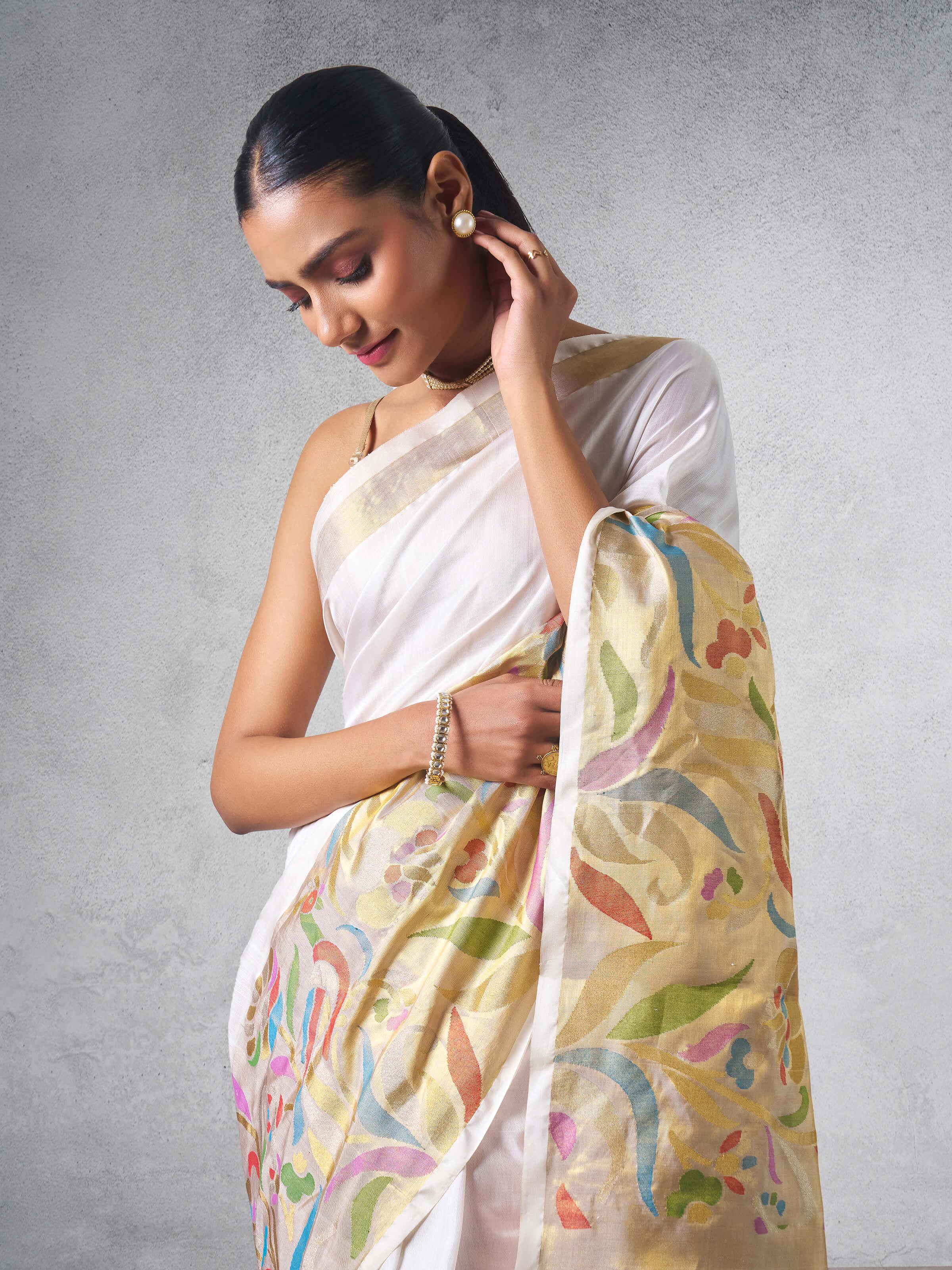 Off-white Silk Venkatagiri Saree