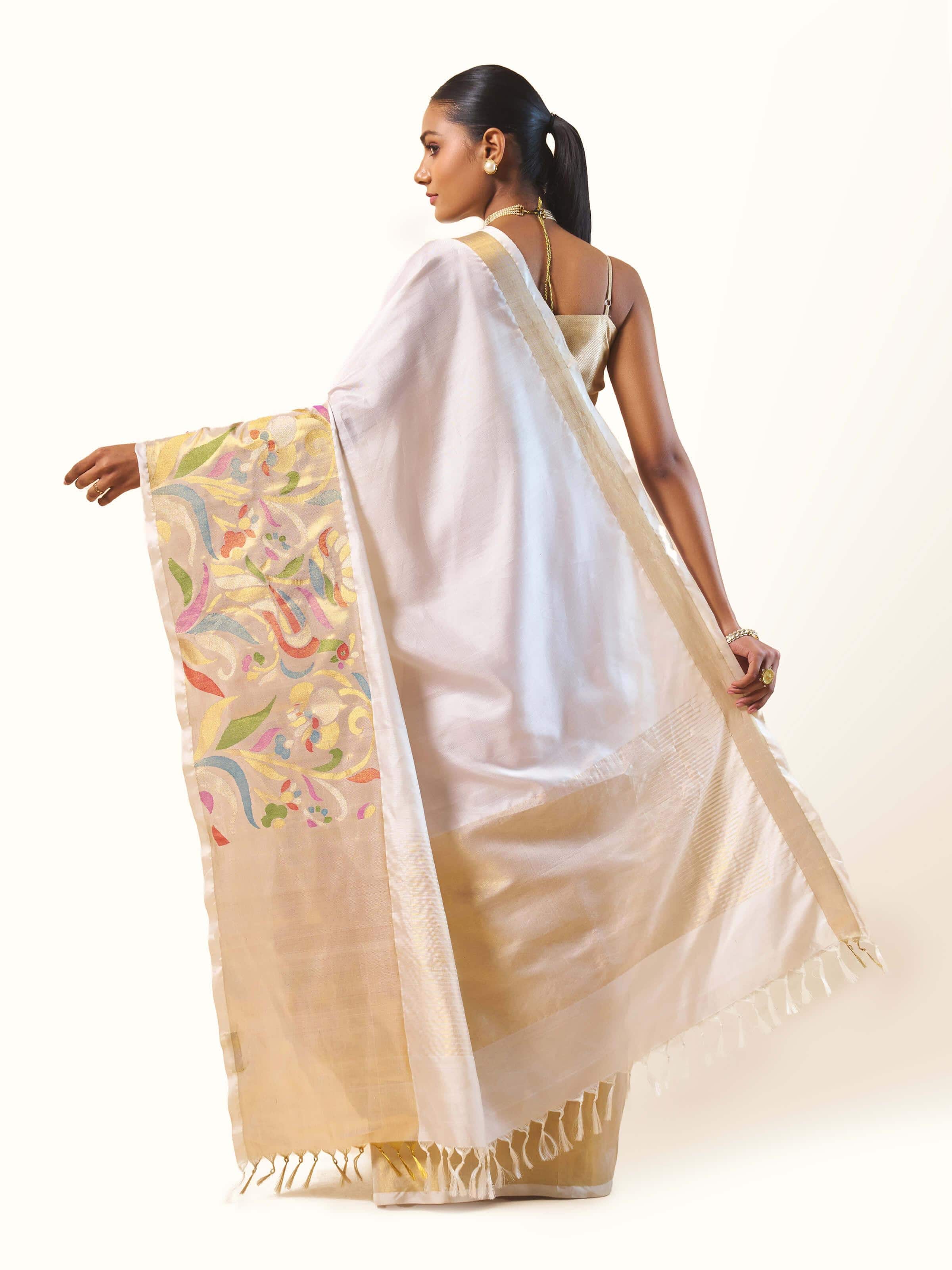 Off-white Silk Venkatagiri Saree