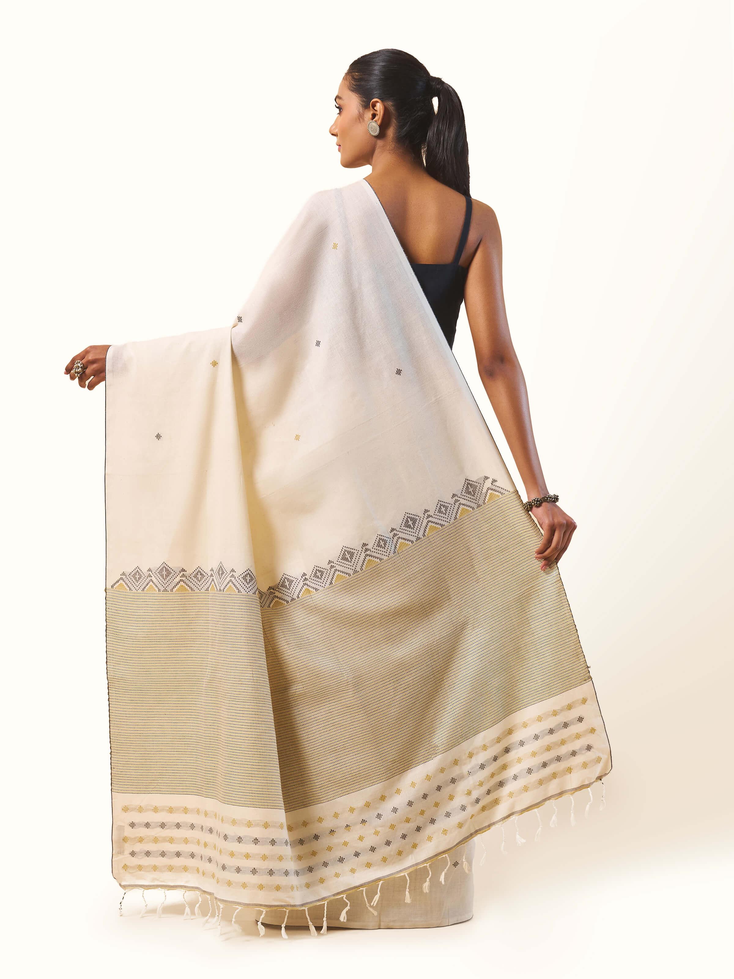 Off-white Cotton Extra-weft Saree