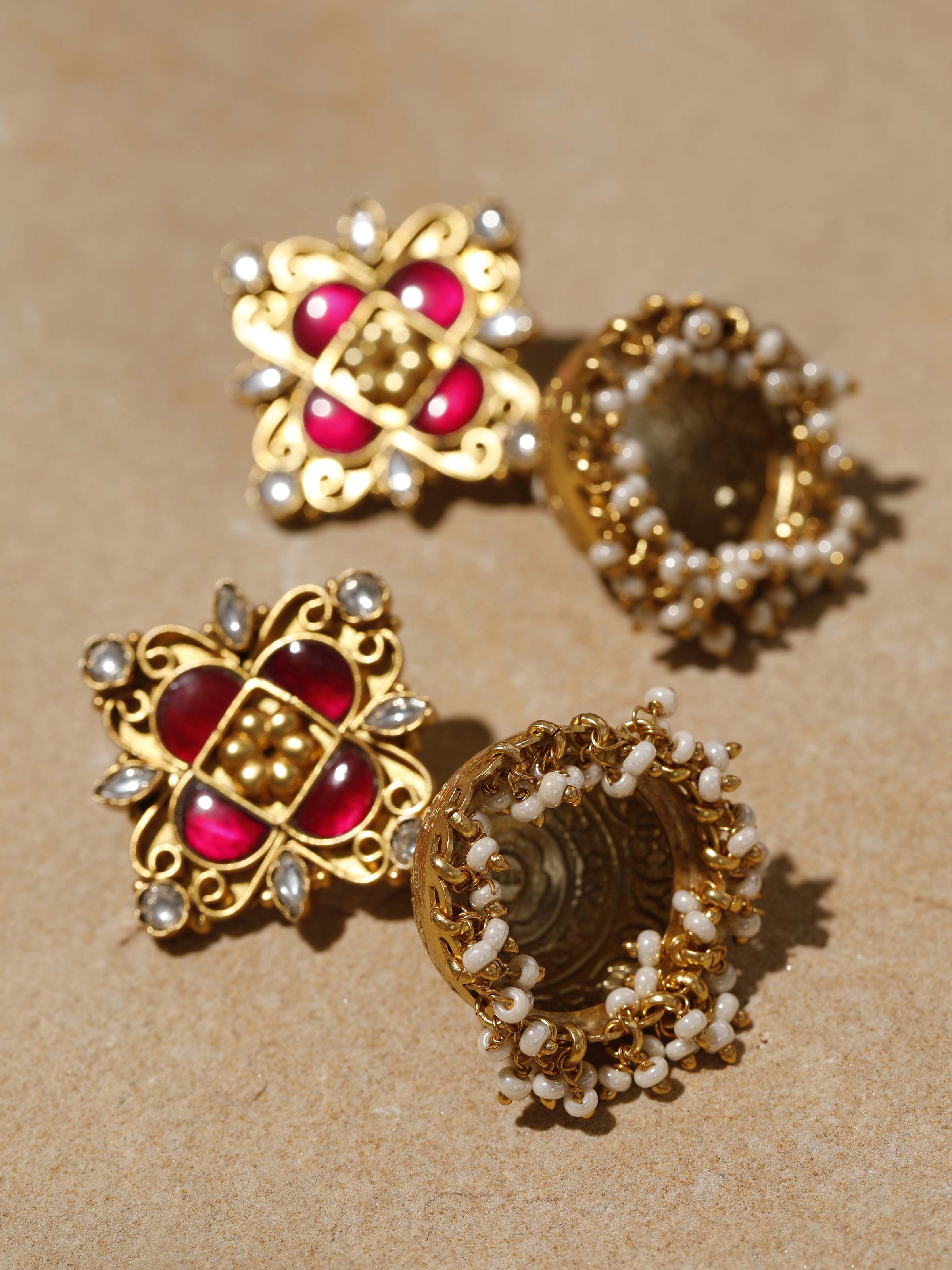 Detailed view of Silver Smithing Jhumkas showcasing their elegant design and traditional metalwork.