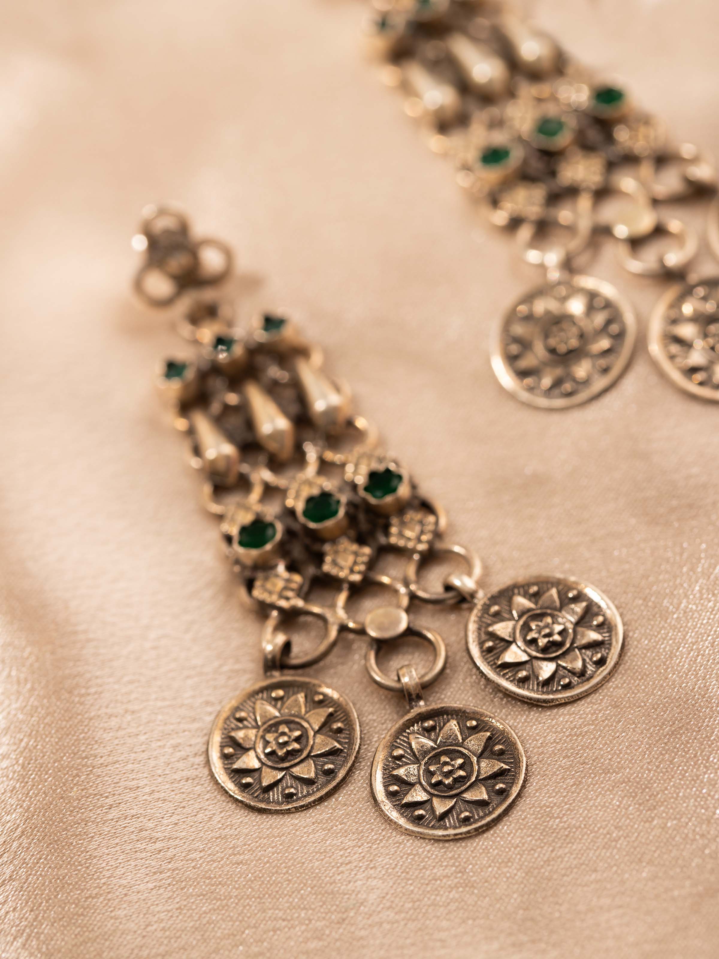 Detailed view of Silver Smithing Stud Earrings emphasizing fine workmanship by Swadesh