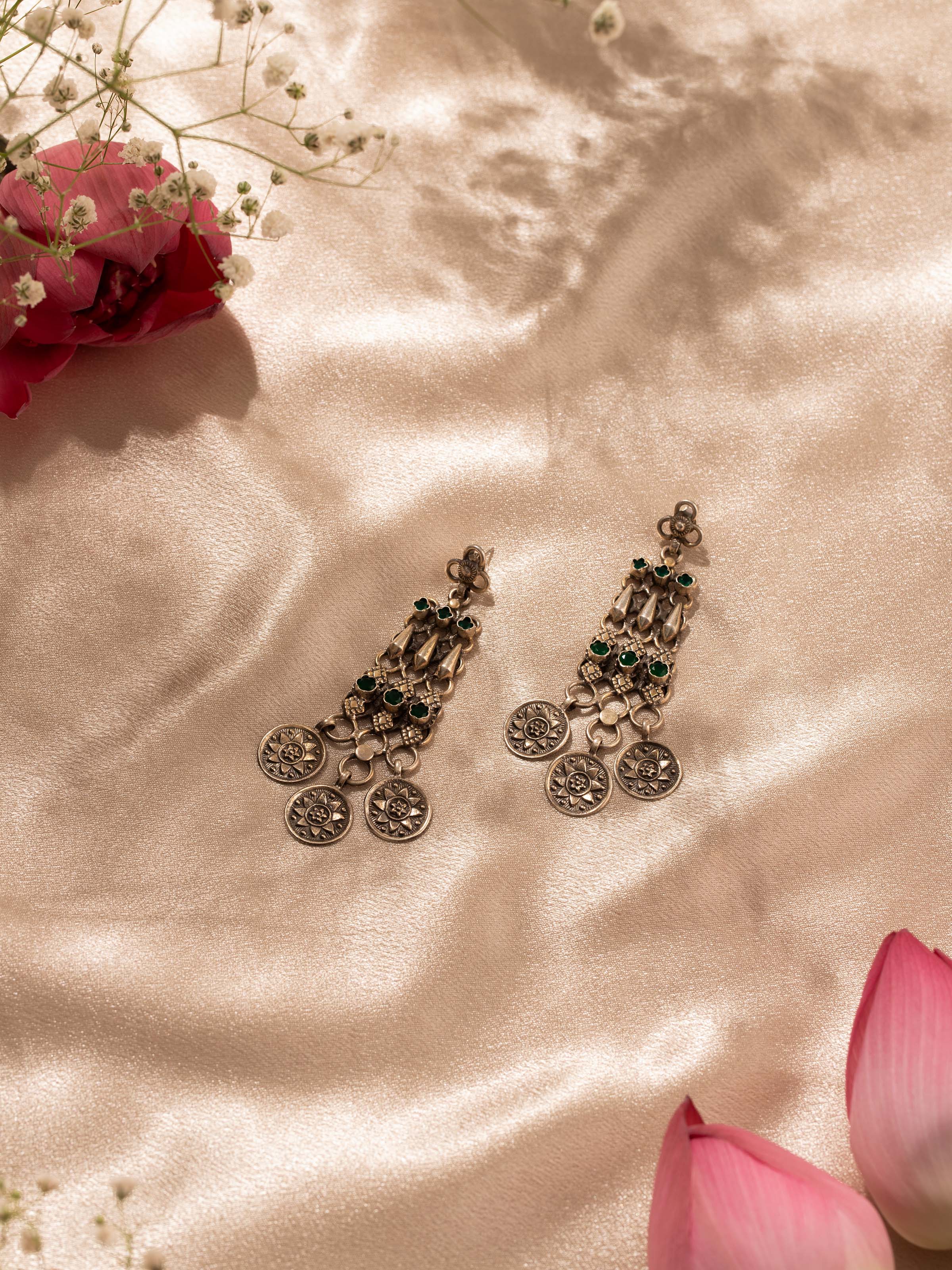 Close-up view of Silver Smithing Stud Earrings showcasing their refined finish by Swadesh