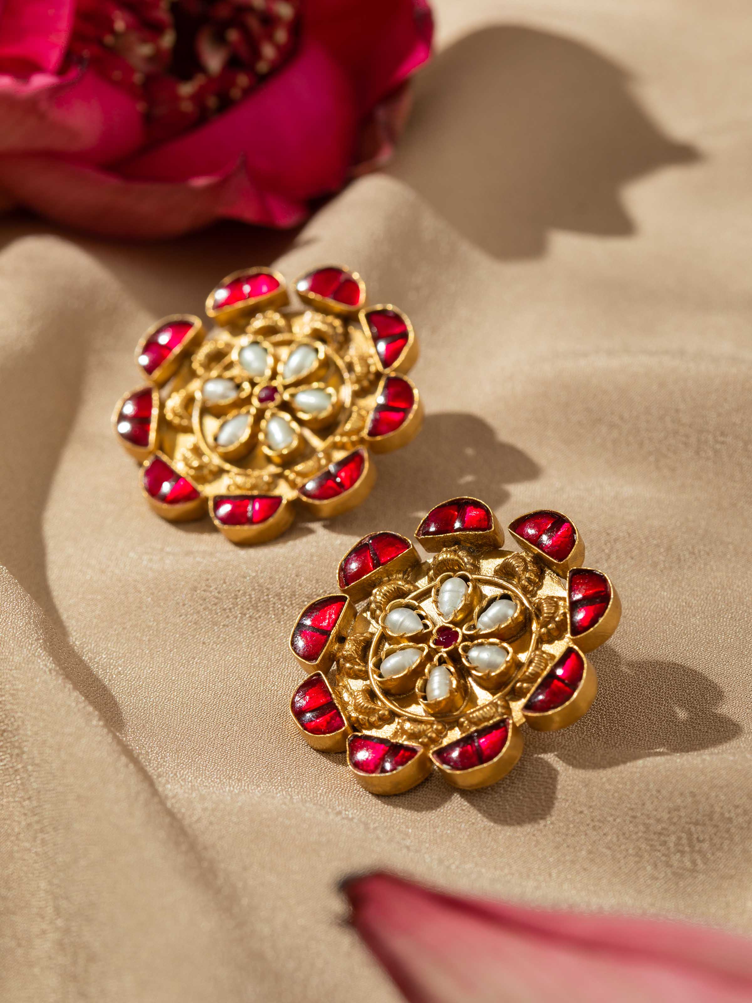 Angled view of Silver Smithing Stud Earrings emphasizing the smooth finish and understated style.