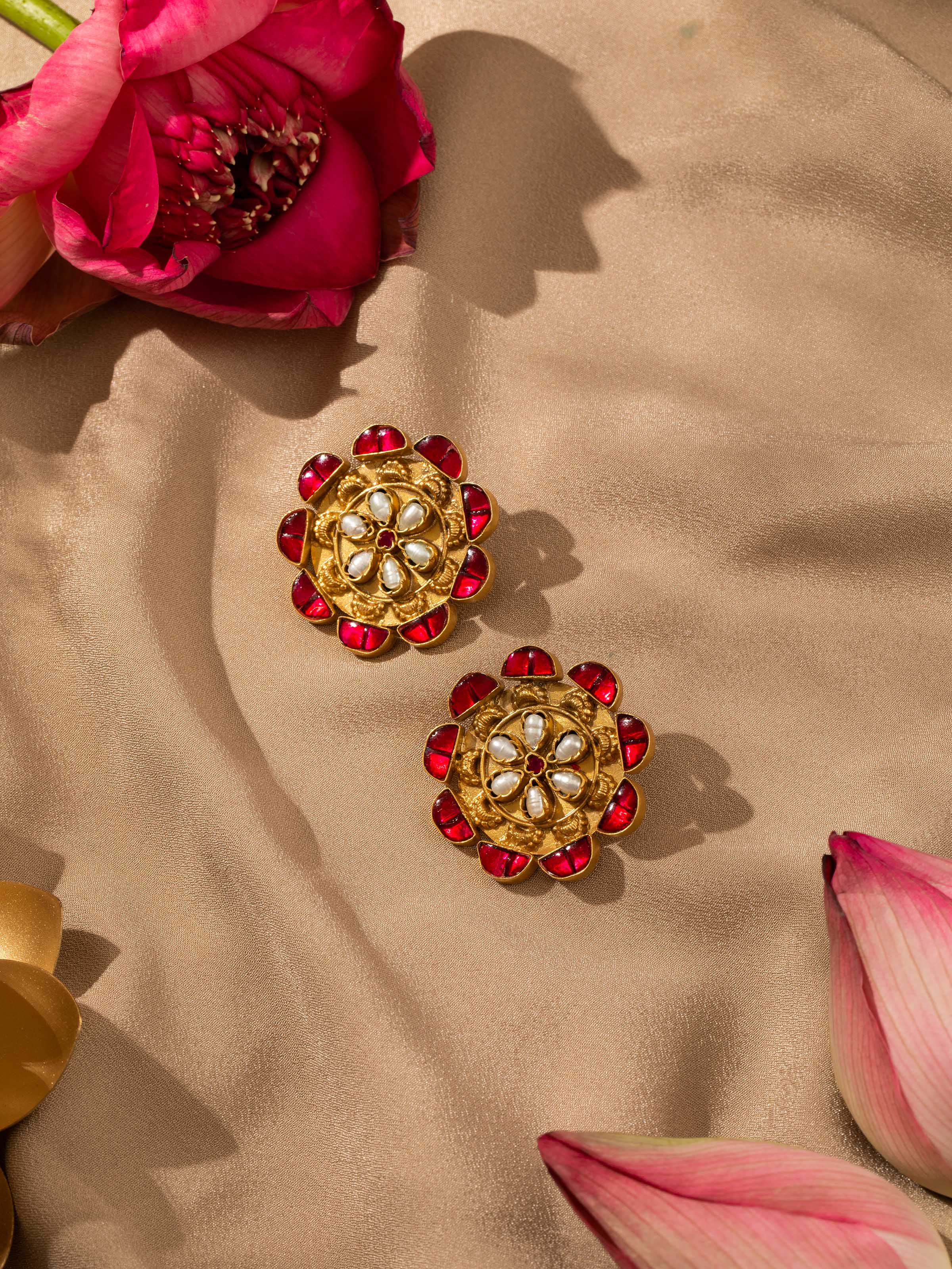 Detailed view of Silver Smithing Stud Earrings highlighting the craftsmanship and timeless design.