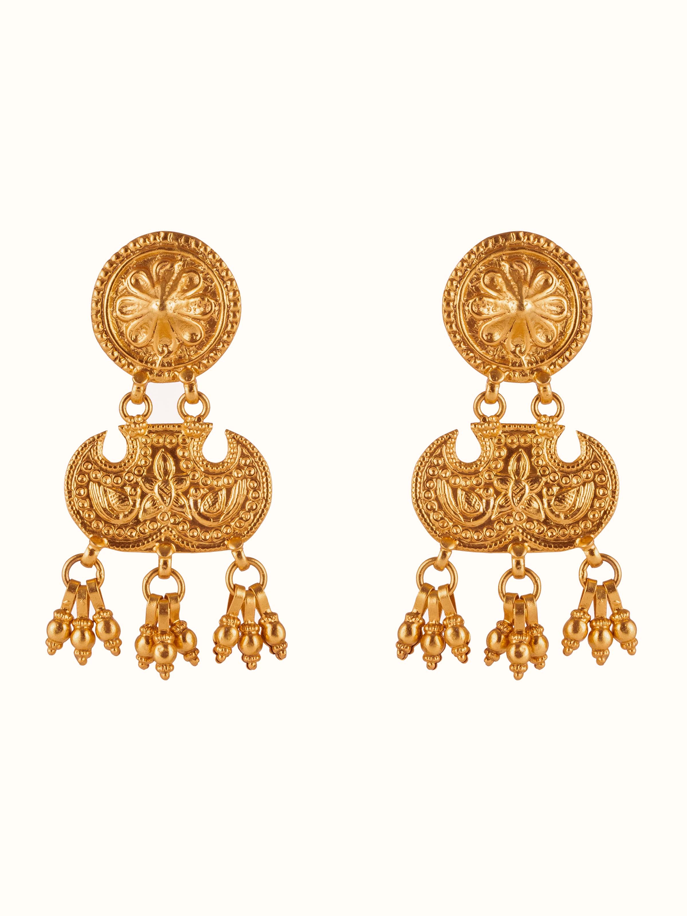 Front view of Silver Smithing Drop Earrings showcasing the elegant silver design and drop feature by Swadesh