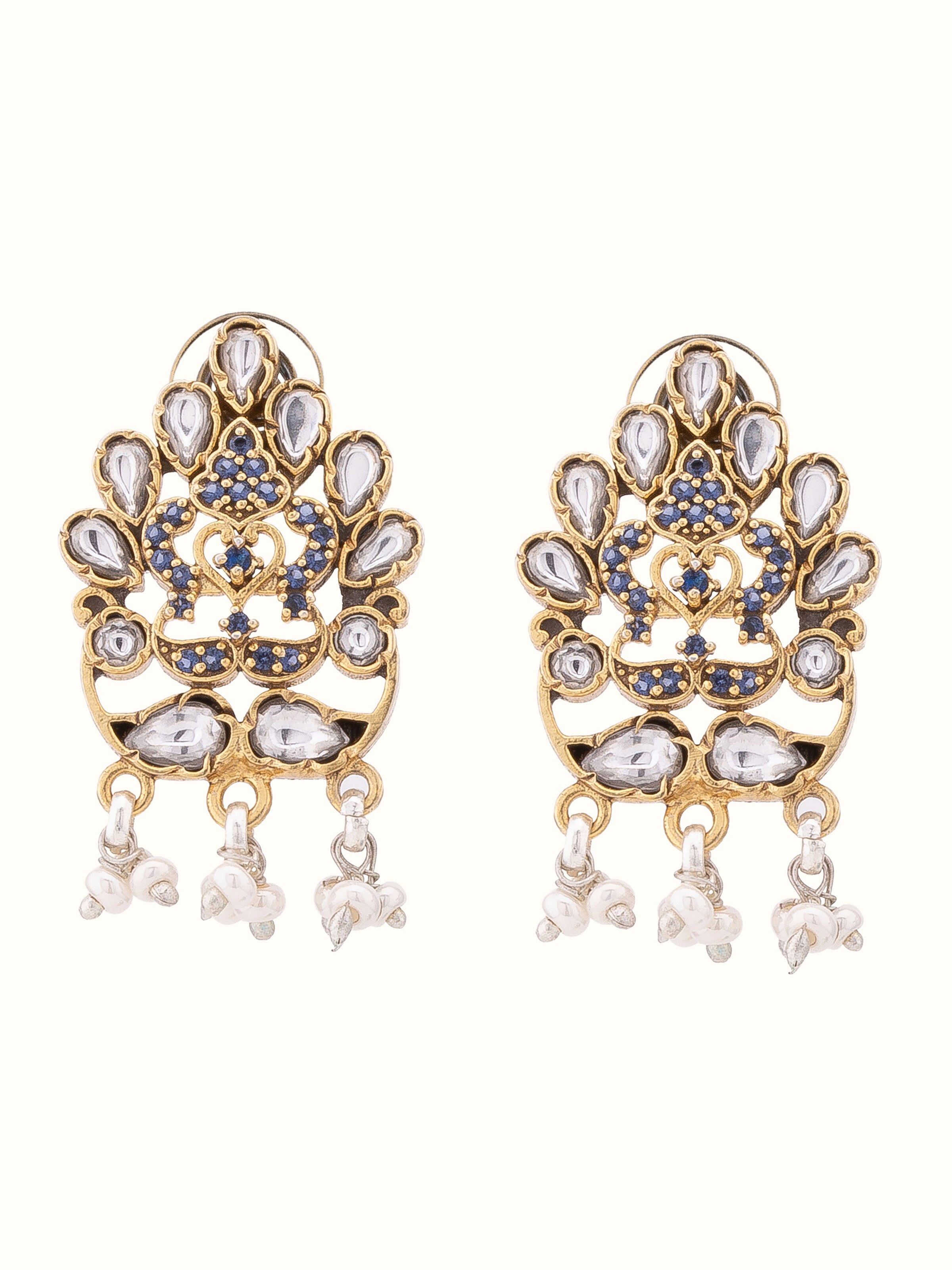 Front view of Silver Smithing Stud Earrings featuring detailed metalwork.