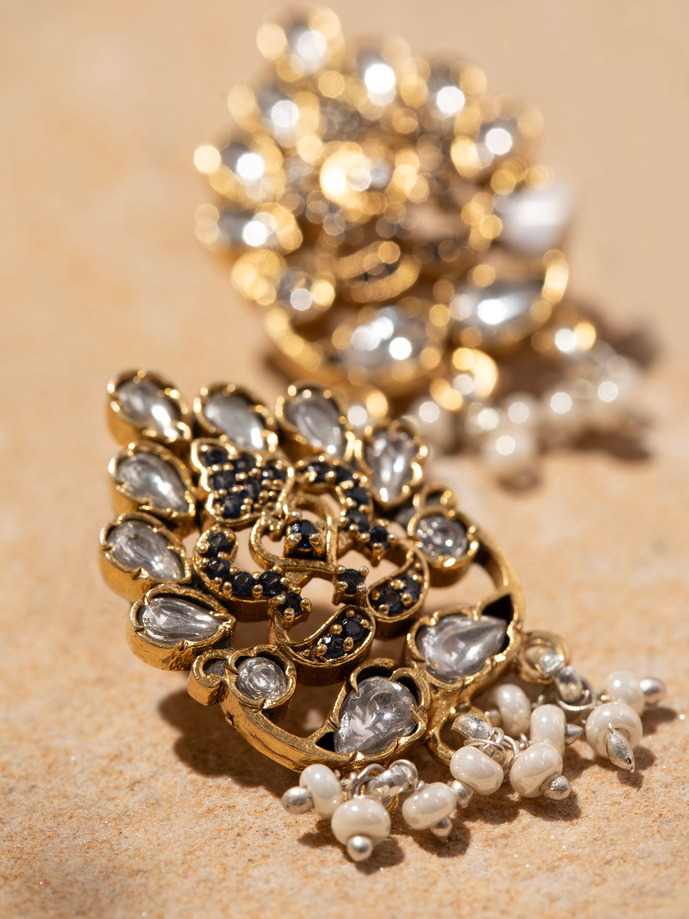 Back view of Silver Smithing Stud Earrings showing clasp and design details.