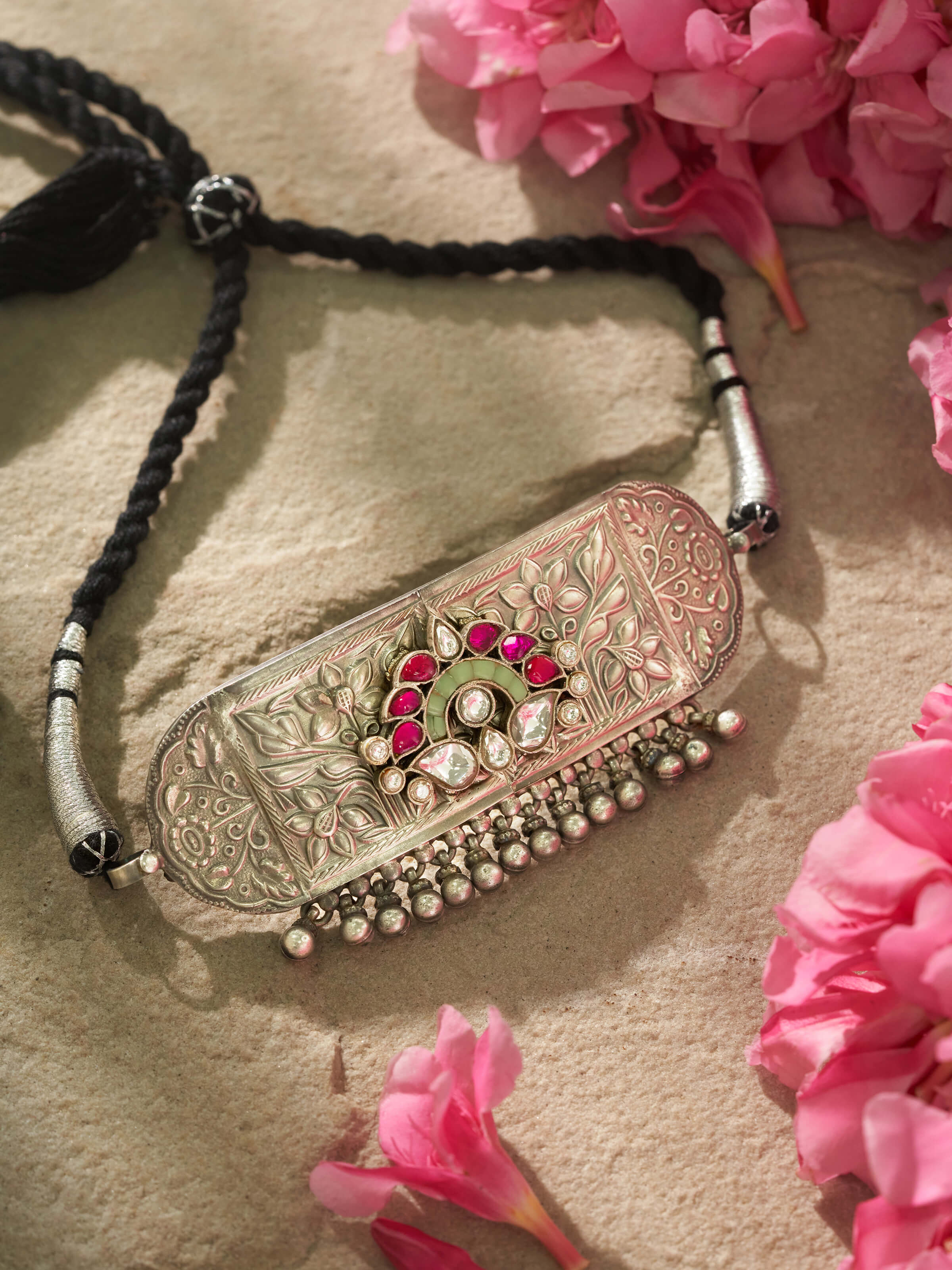 Side view of Silver Smithing Choker illustrating the elegant design and fit.