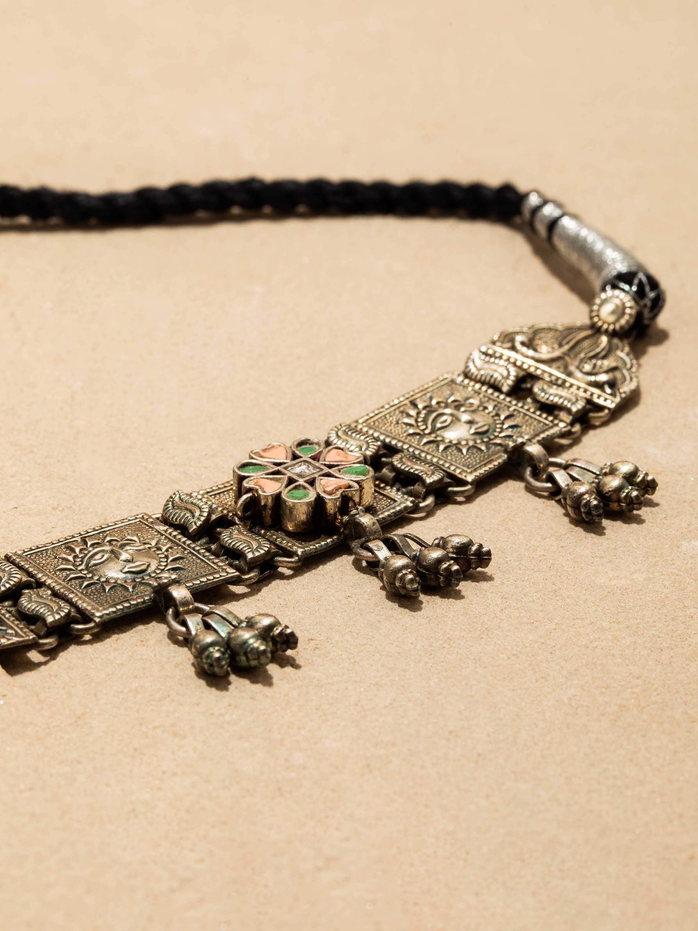 Back view of Silver Smithing Choker showing the clasp and smooth silver finish.