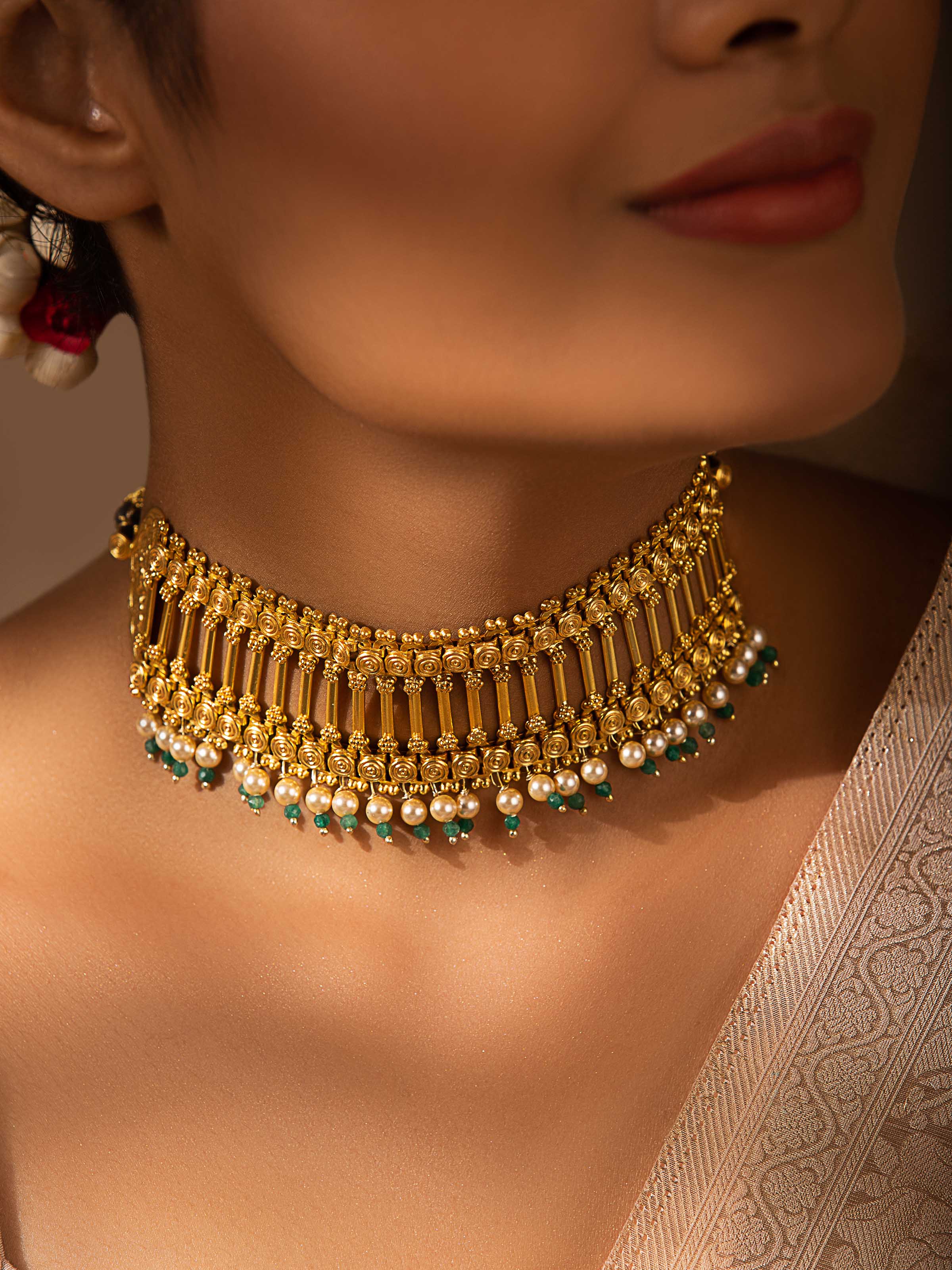 Side view of Silver Smithing Choker showcasing elegant design