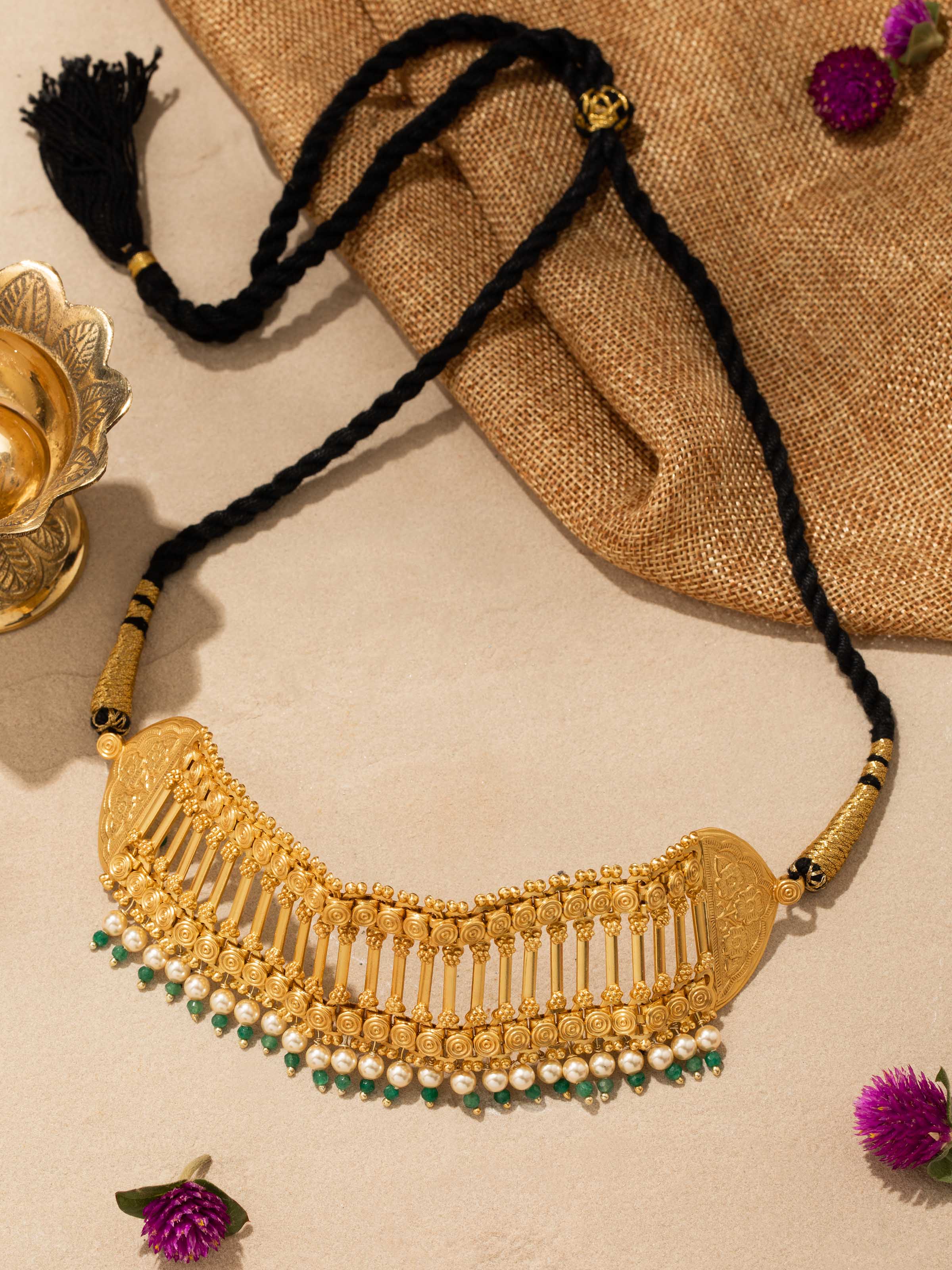 Overhead view of Silver Smithing Choker showing overall shape