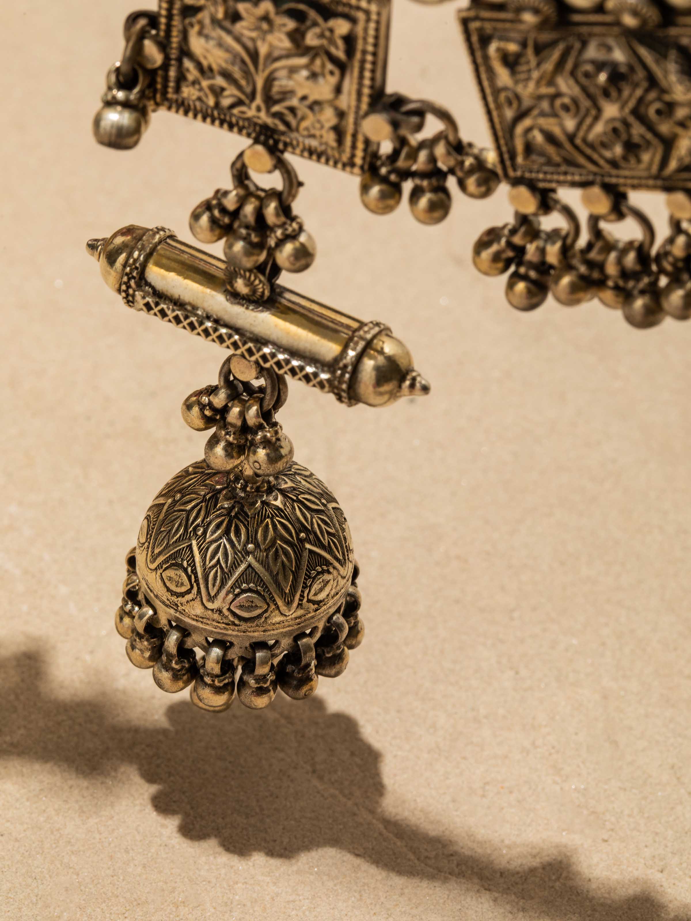 Back view of Silver Smithing Long Necklace showcasing exquisite silver design by Swadesh