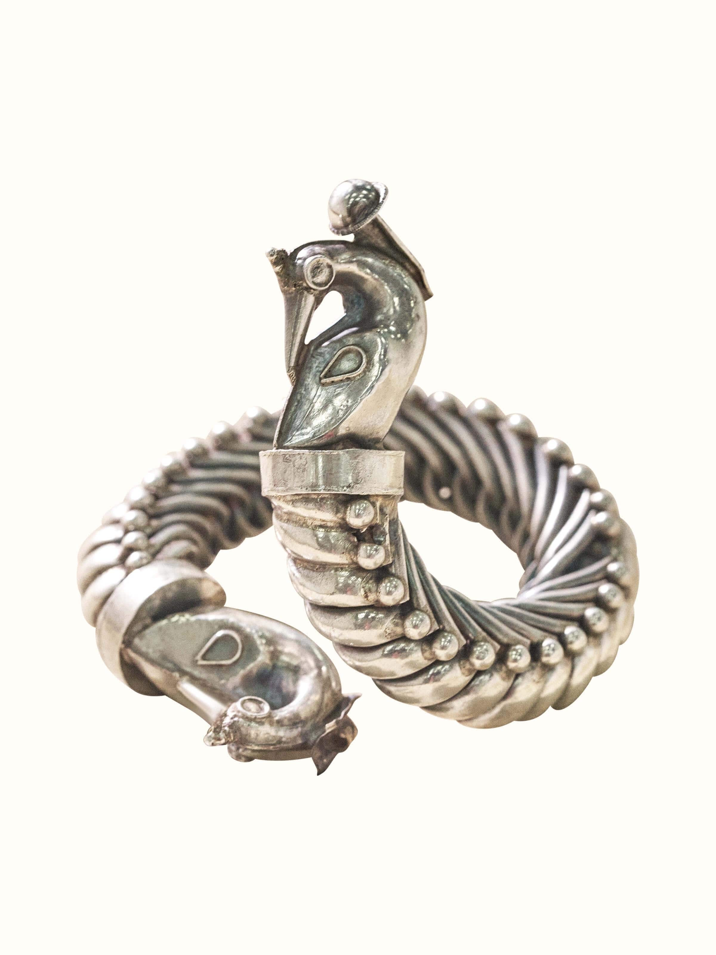 Angled view of Silver Smithing Bangle emphasizing its elegant and refined design.