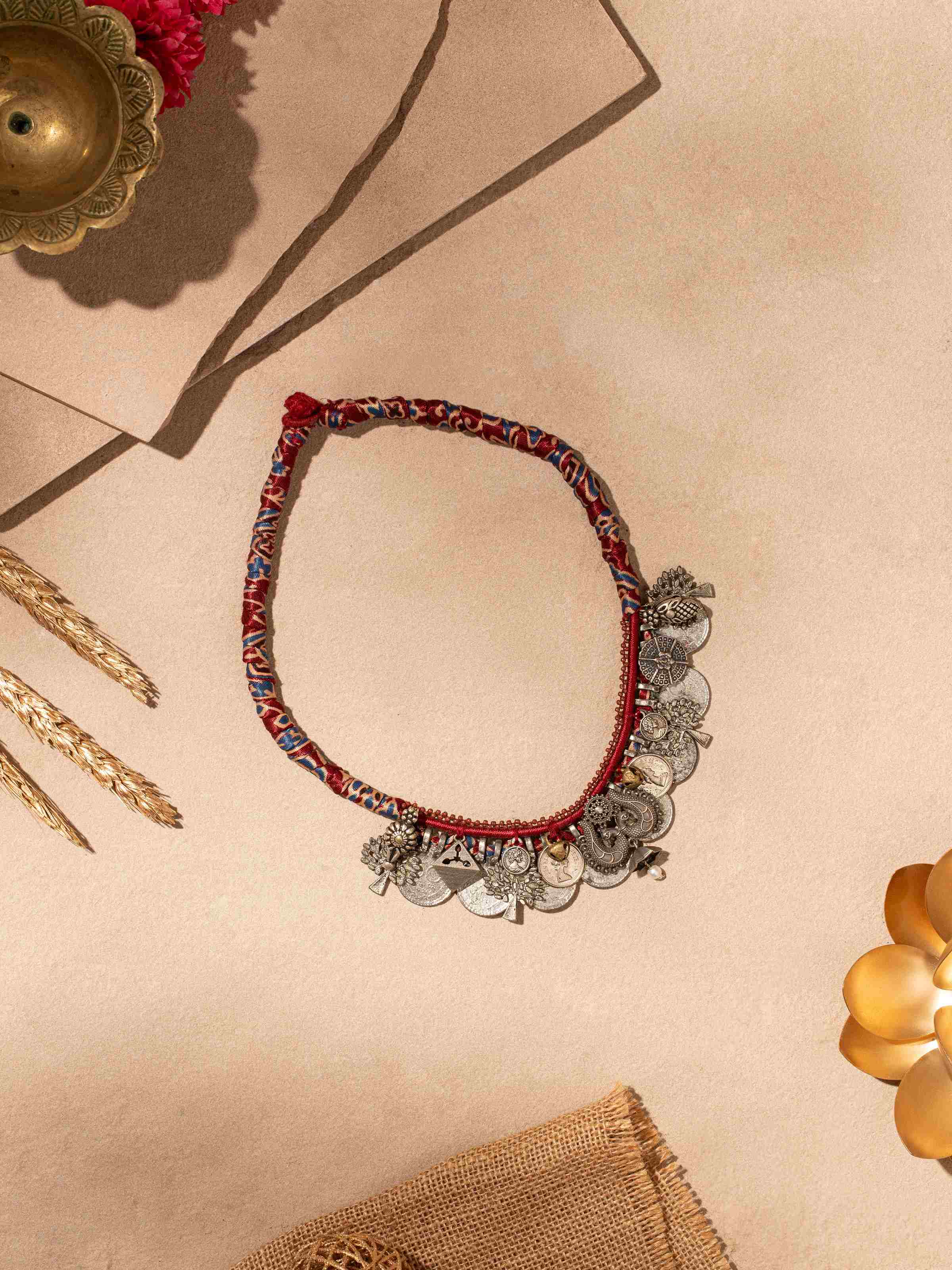 Ajrakh Collar Necklace