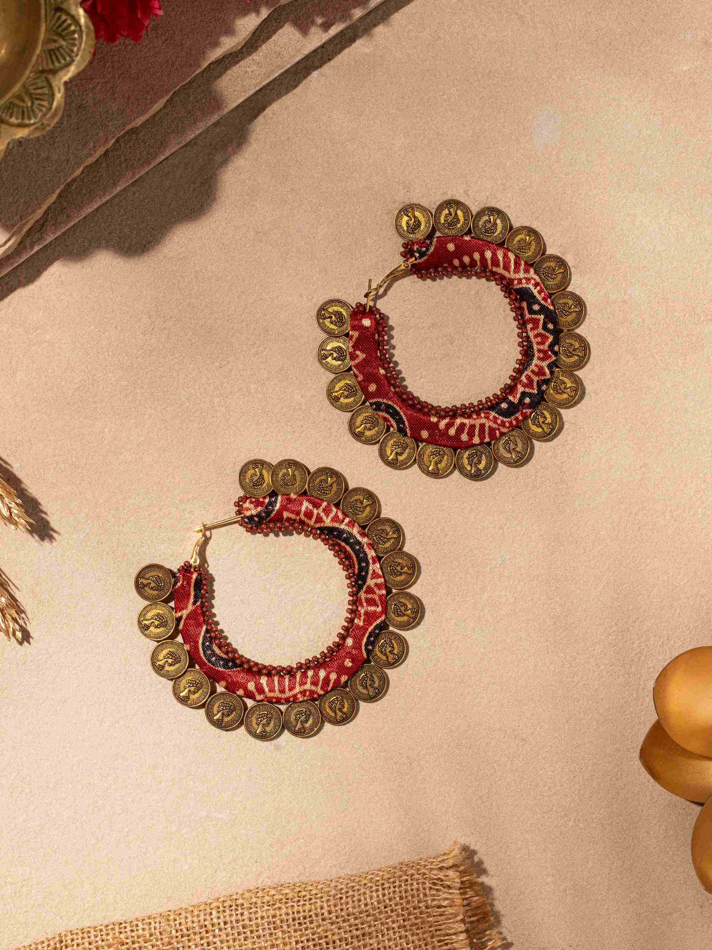 Ajrakh Hoop Earrings