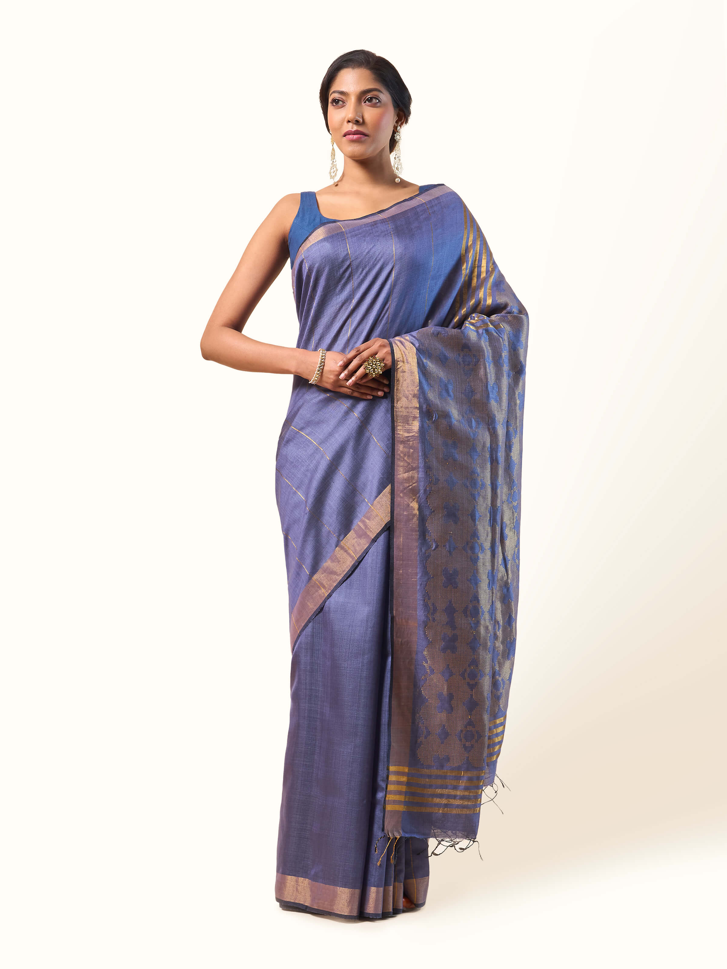 Blue Eri Silk Extra-weft Saree