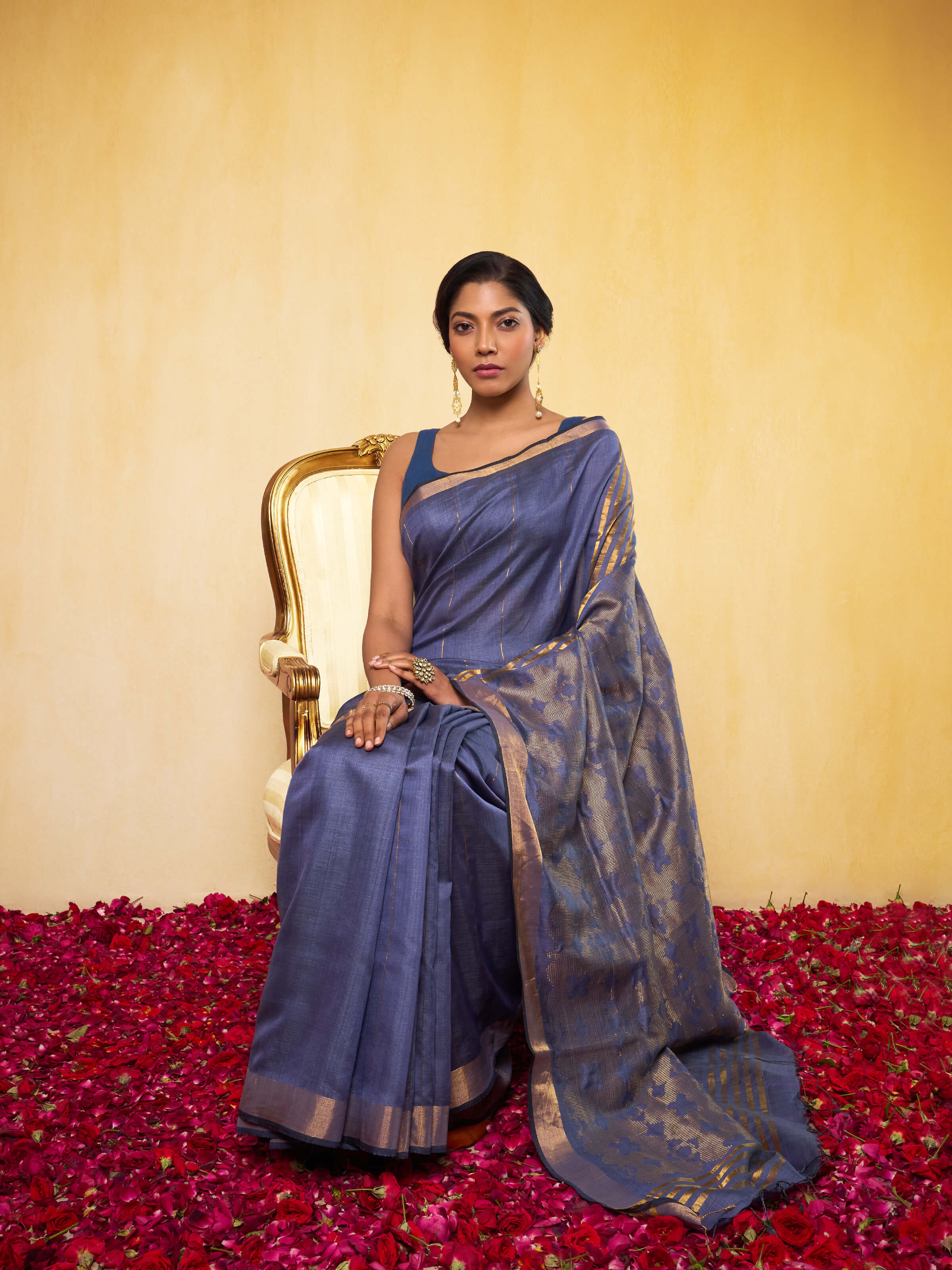 Blue Eri Silk Extra-weft Saree