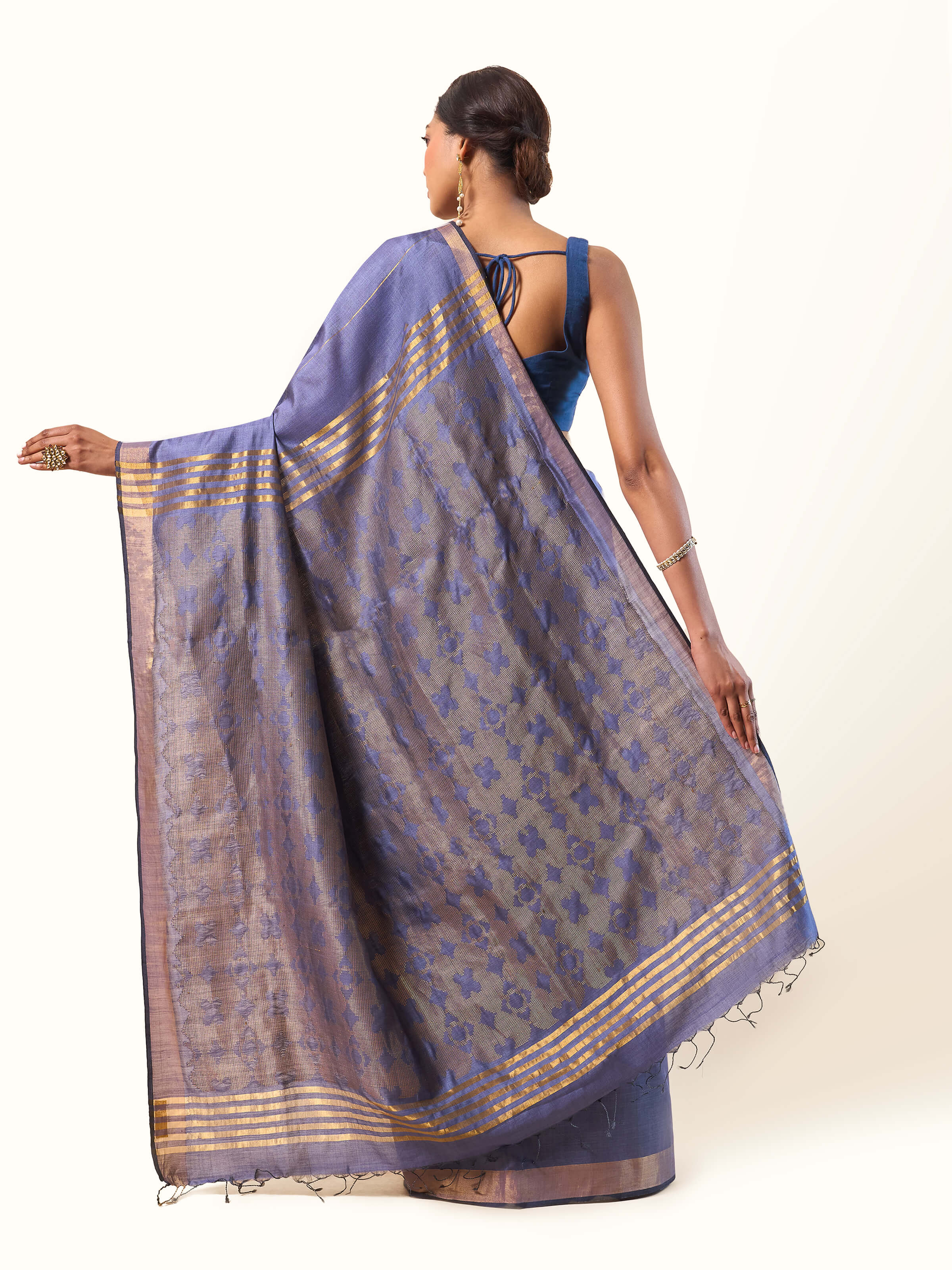 Blue Eri Silk Extra-weft Saree