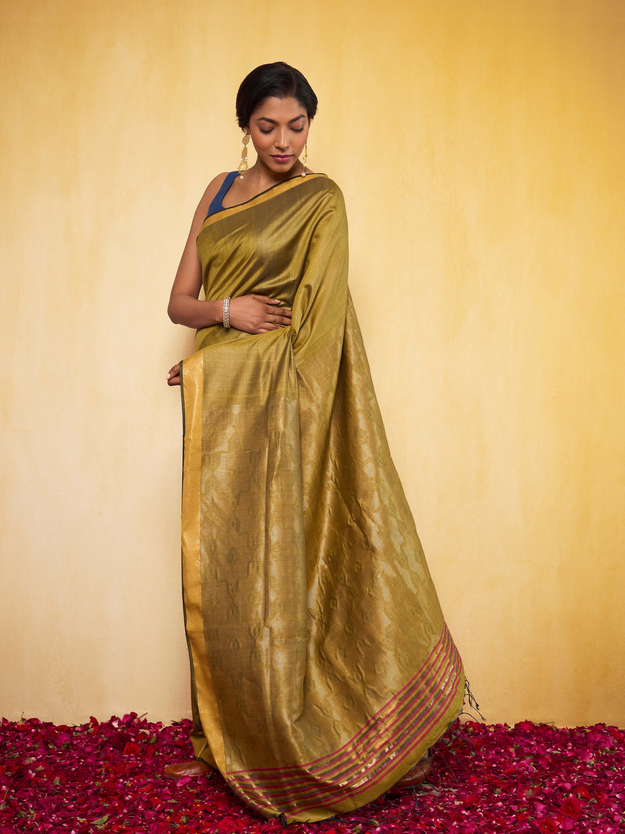 Yellow Eri Silk Extra-weft Saree