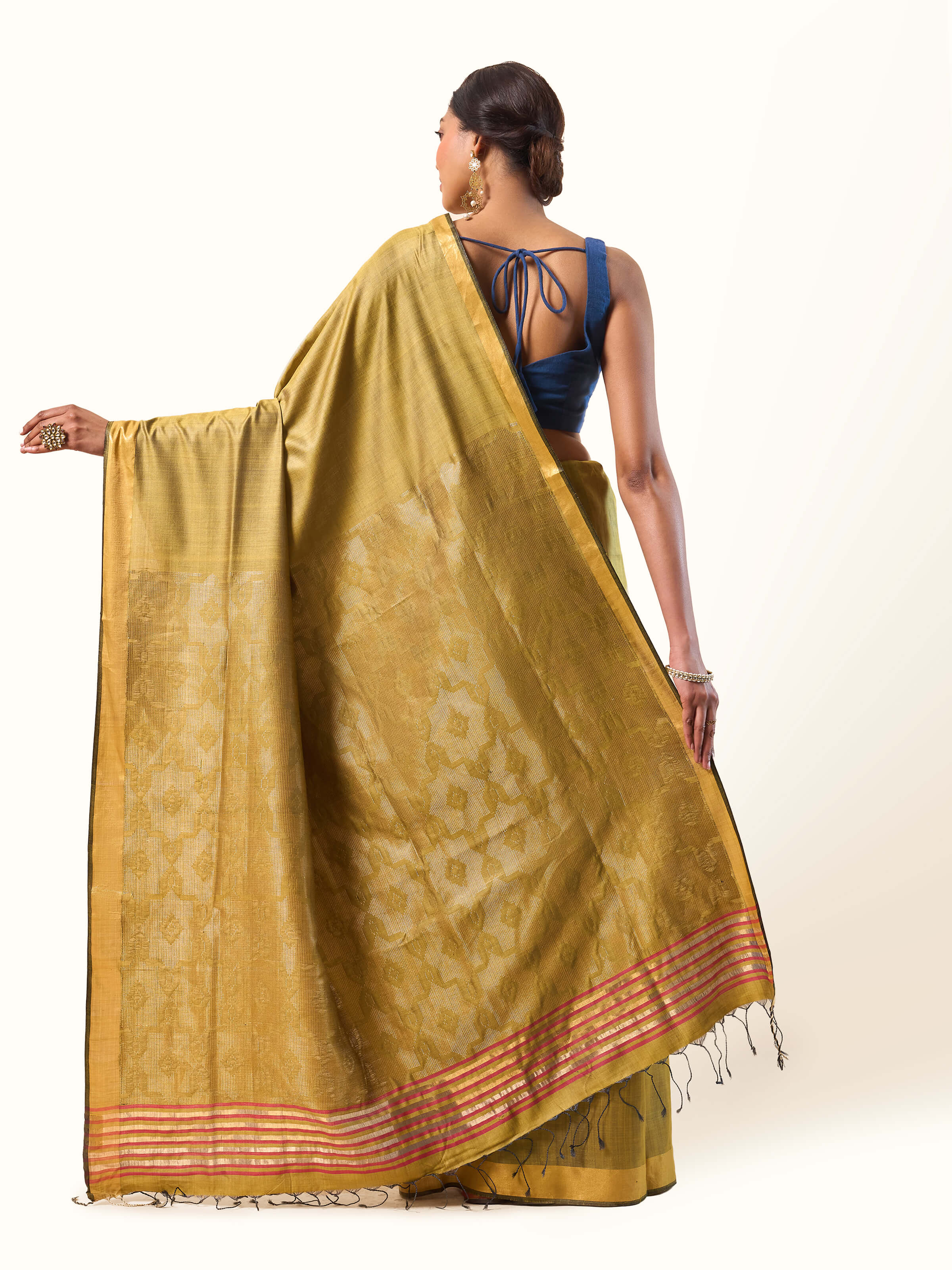 Yellow Eri Silk Extra-weft Saree